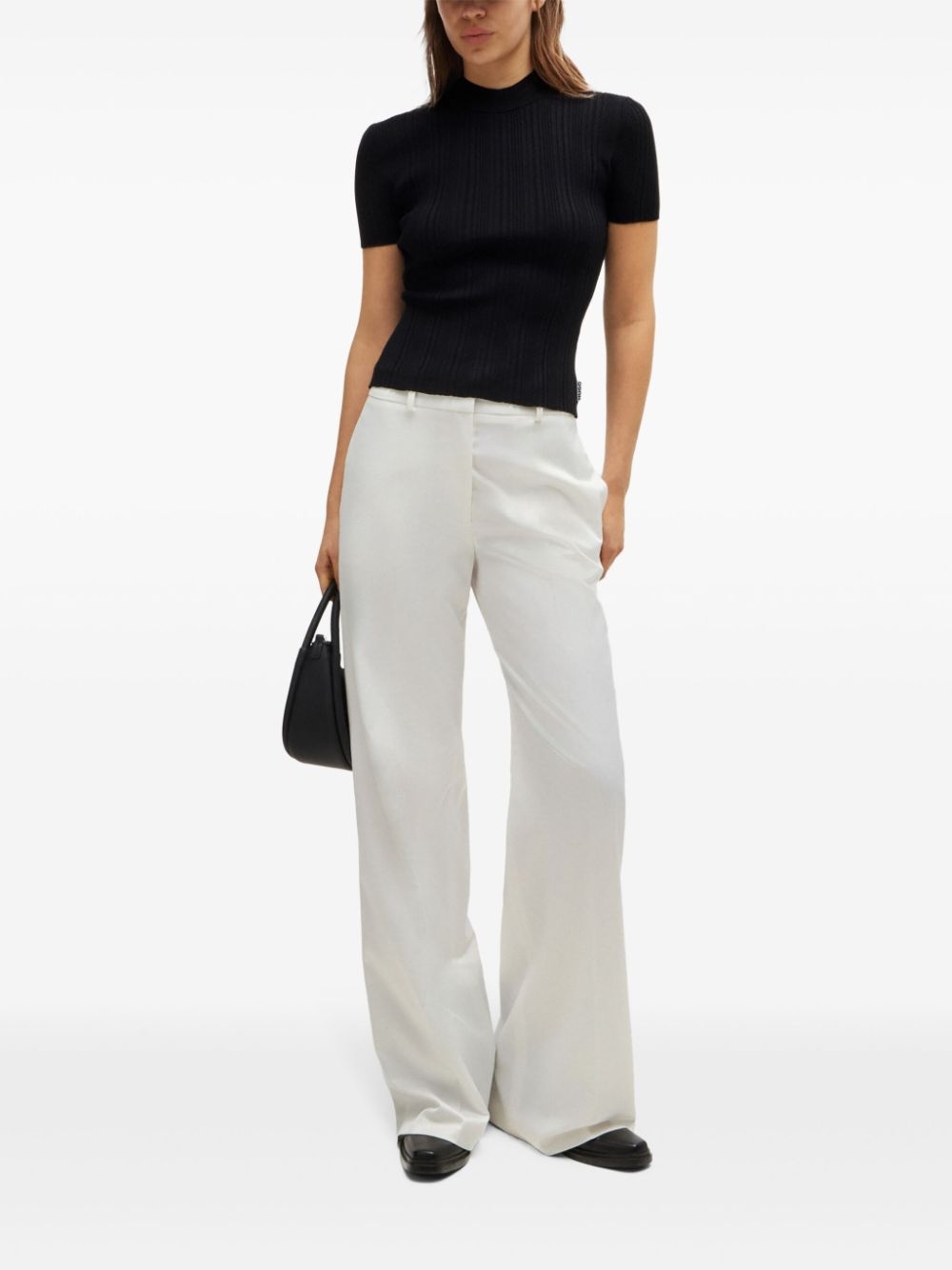 mock-neck ribbed-knit top - 2