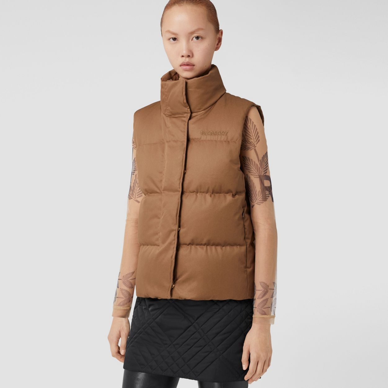 Embroidered Logo Cotton Gabardine Puffer Gilet - 7