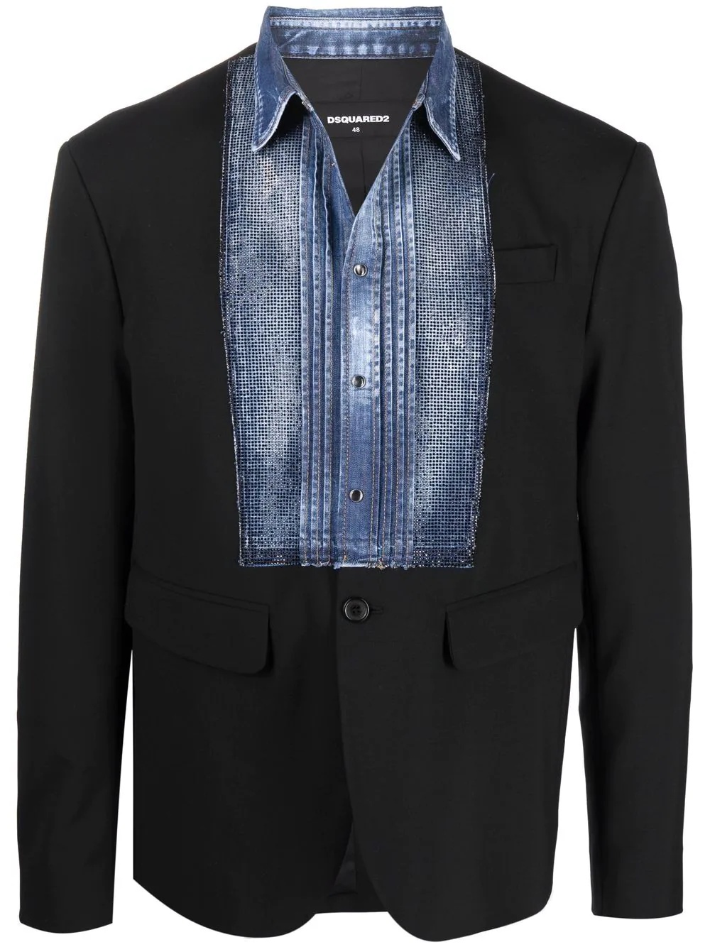 denim-panel blazer - 1