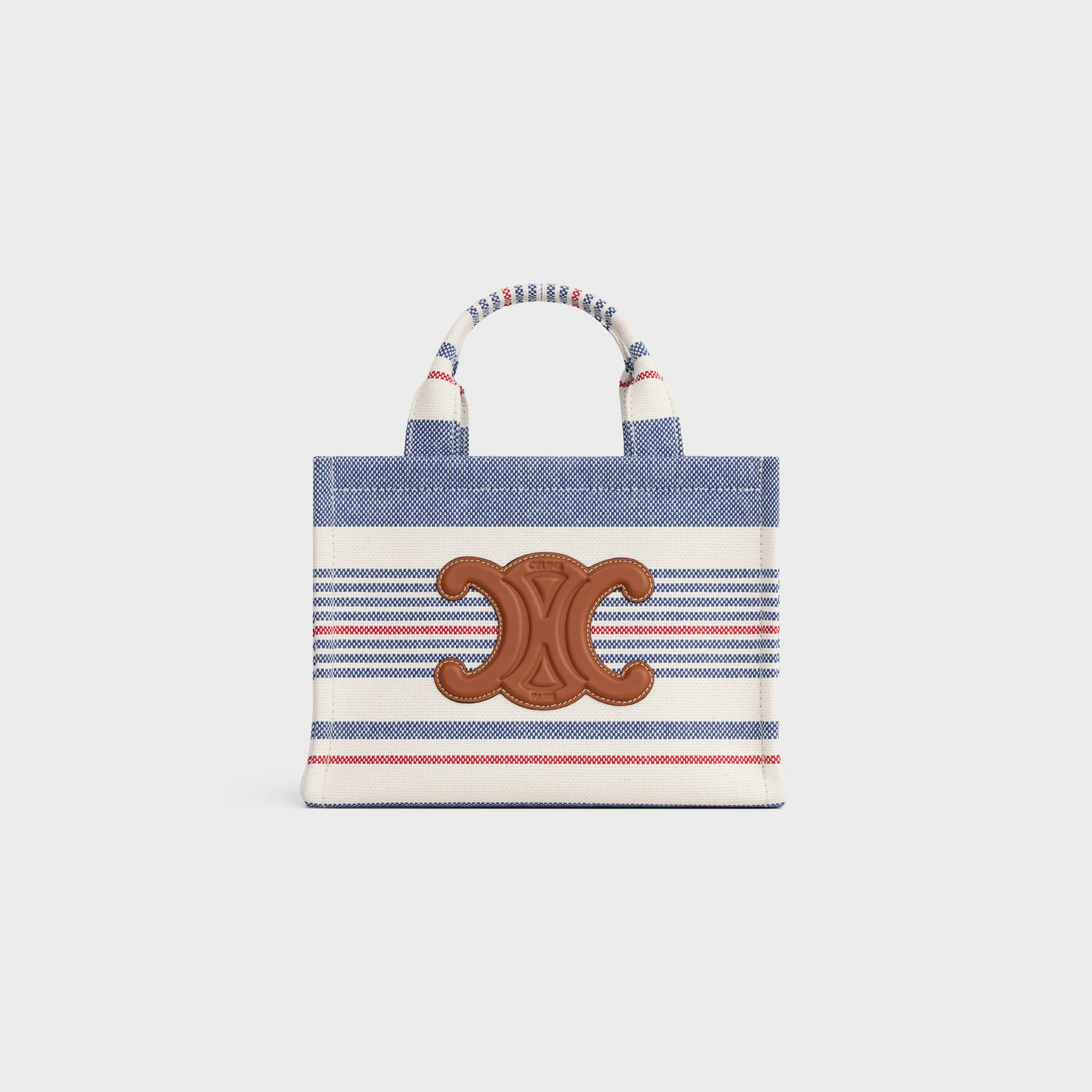 small cabas thais in STRIPED TEXTILE AND CALFSKIN - 1