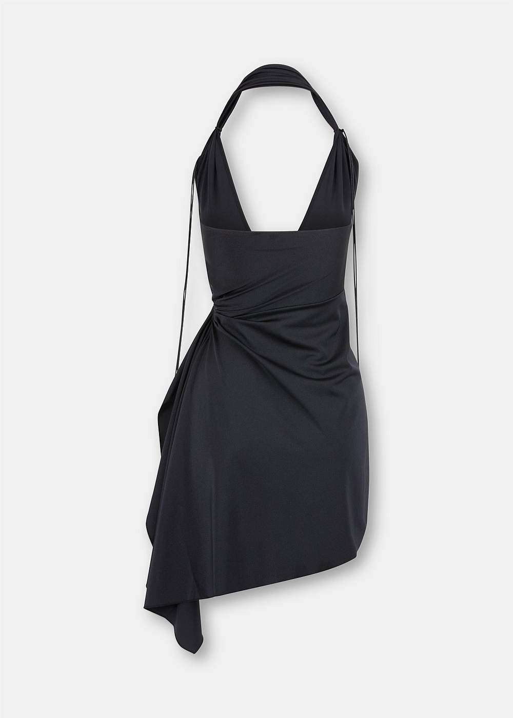 Black Draped Mini Dress - 2