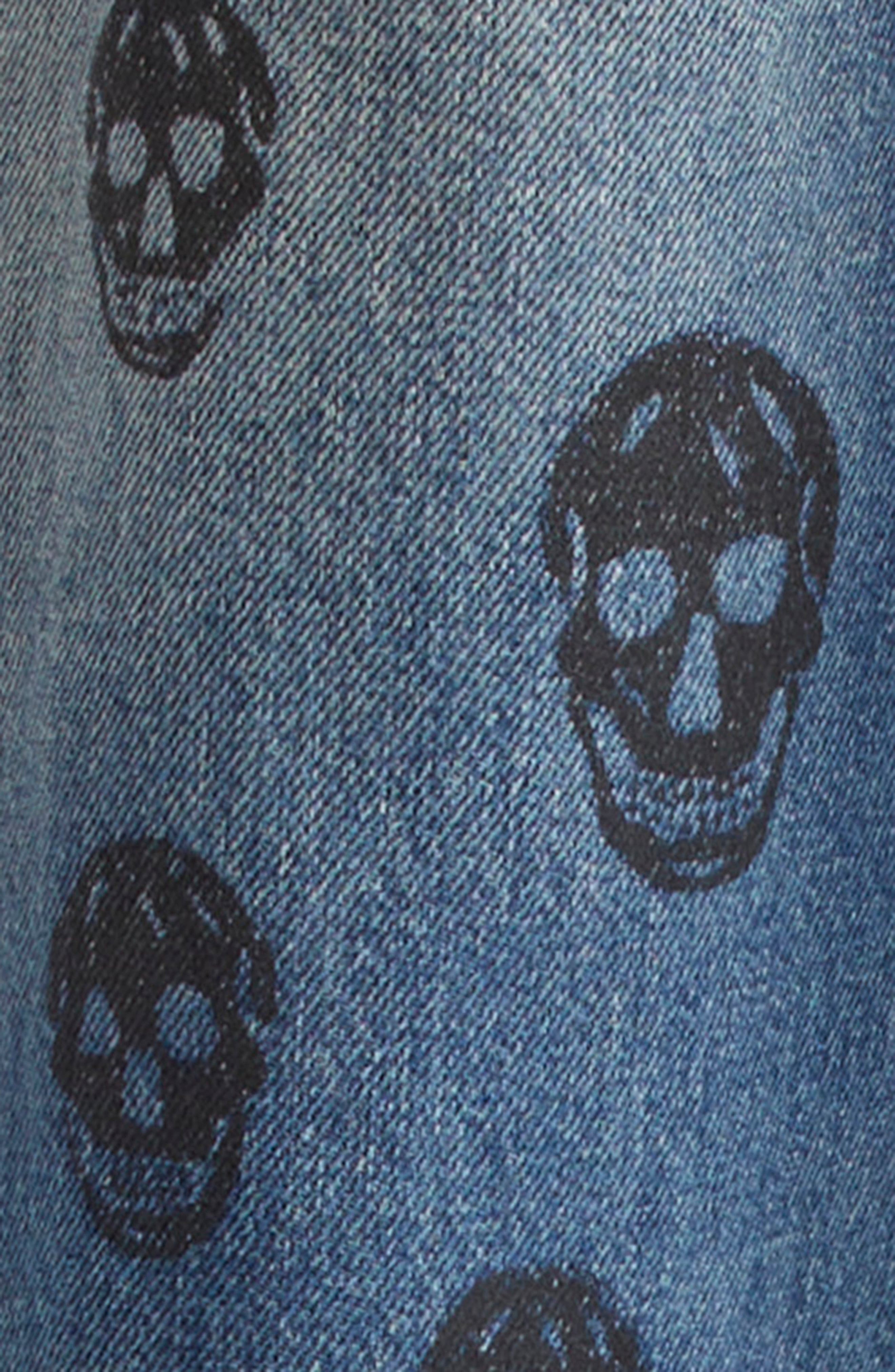 Alexander McQueen Skull Low Rise Baggy Jeans in Blue Washed-Black at Nordstrom - 7