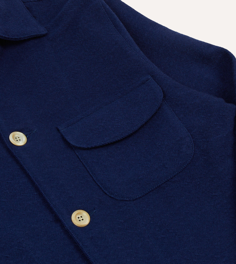 Blue Wool-Linen Three-Pocket Chore Jacket 5
