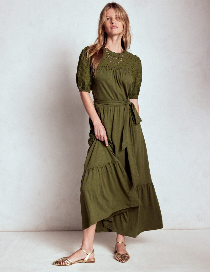 Lorelei Broderie Jersey Dress-Woodland Green 6
