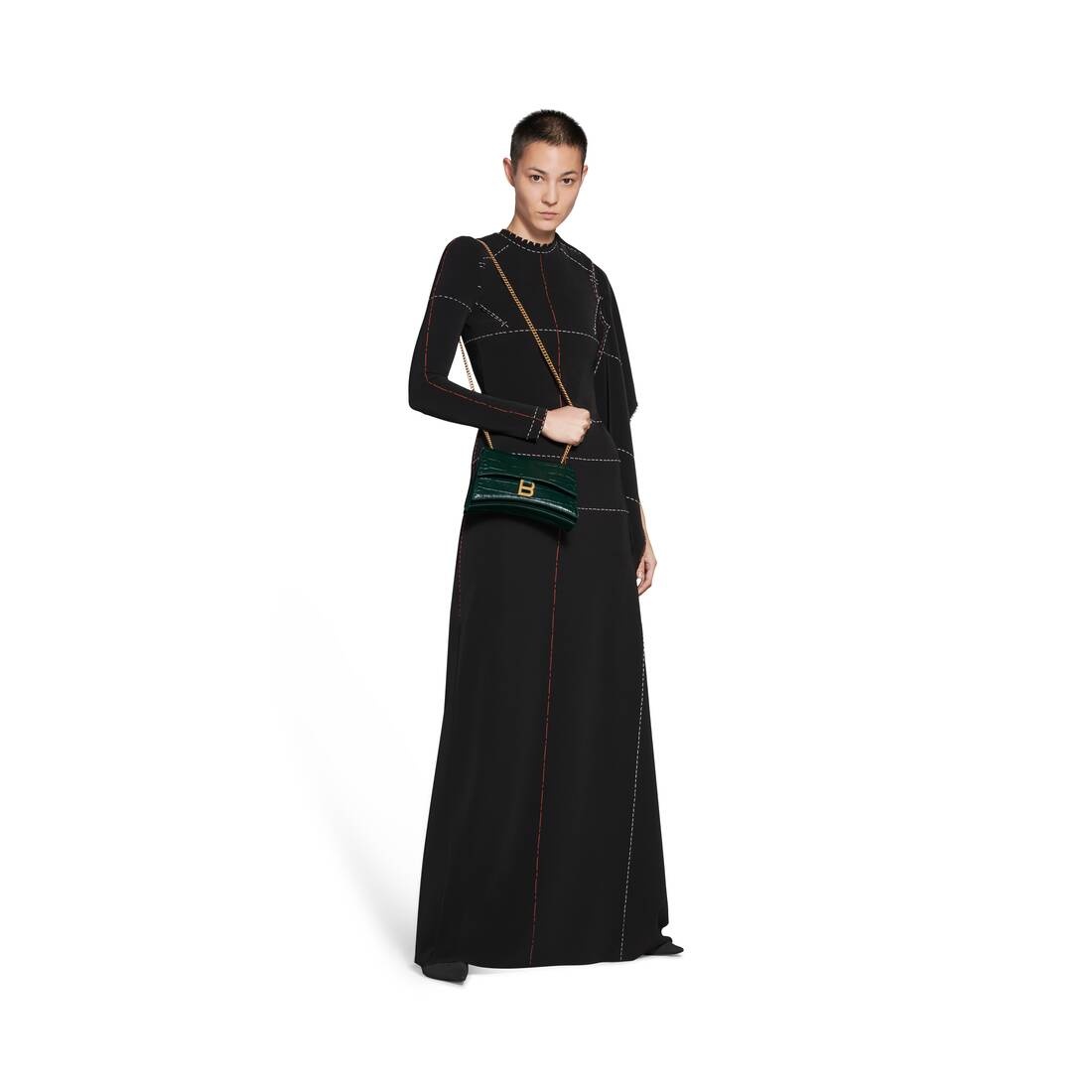 Women's Crush Xs Chain Bag Crocodile Embossed  in Forest Green - 3