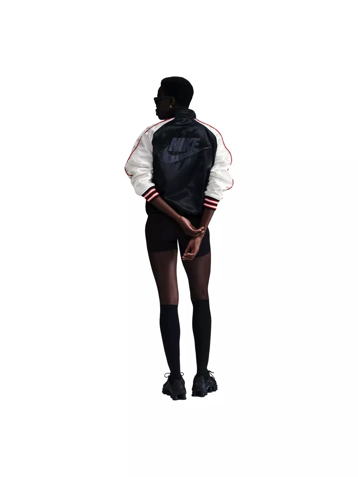 Women's Sportswear Street Souvenir Oversized Jacket-Black - 5