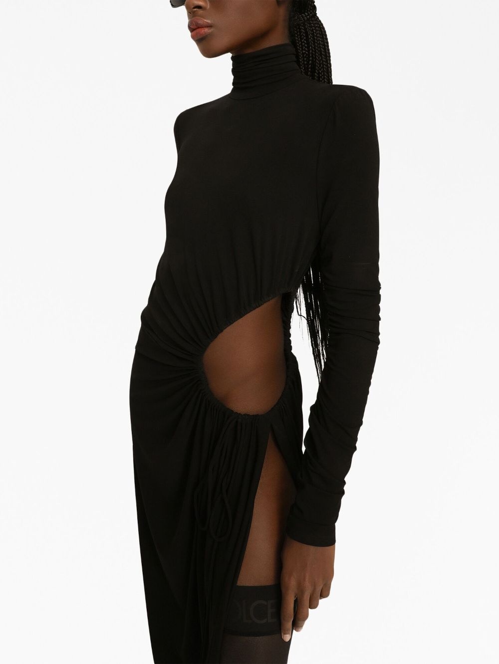 cut-out high-neck midi dress - 4