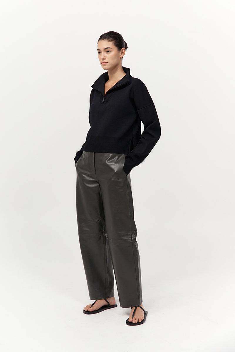 Leather Balloon Pants - Khaki - 5