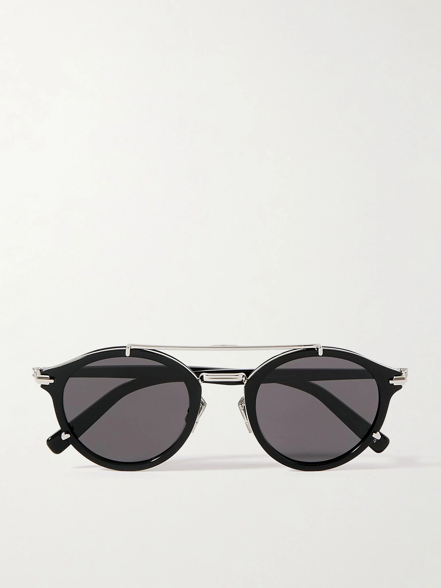 DiorBlacksuit R7U Acetate and Silver-Tone Round-Frame Sunglasses Black - 1