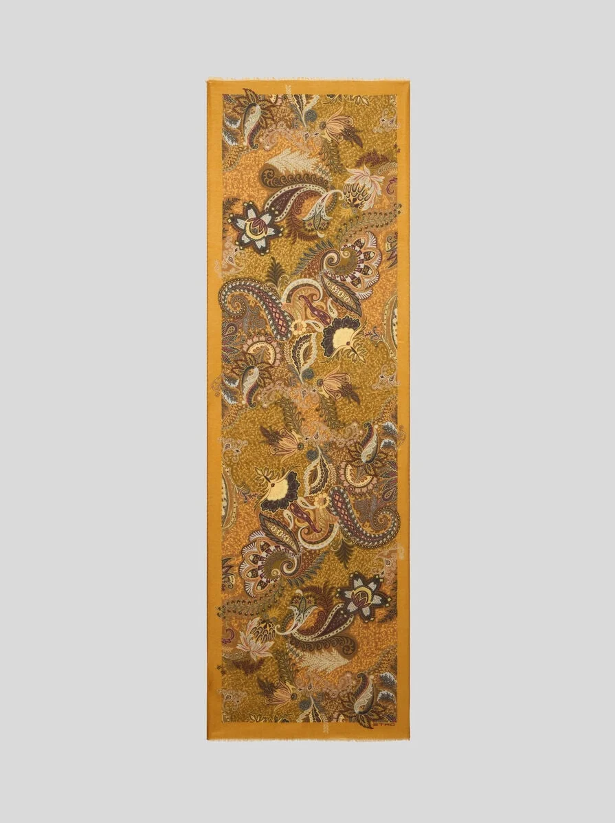 WOOL, CASHMERE AND SILK SHAWL WITH FLORAL PAISLEY MOTIF - 1