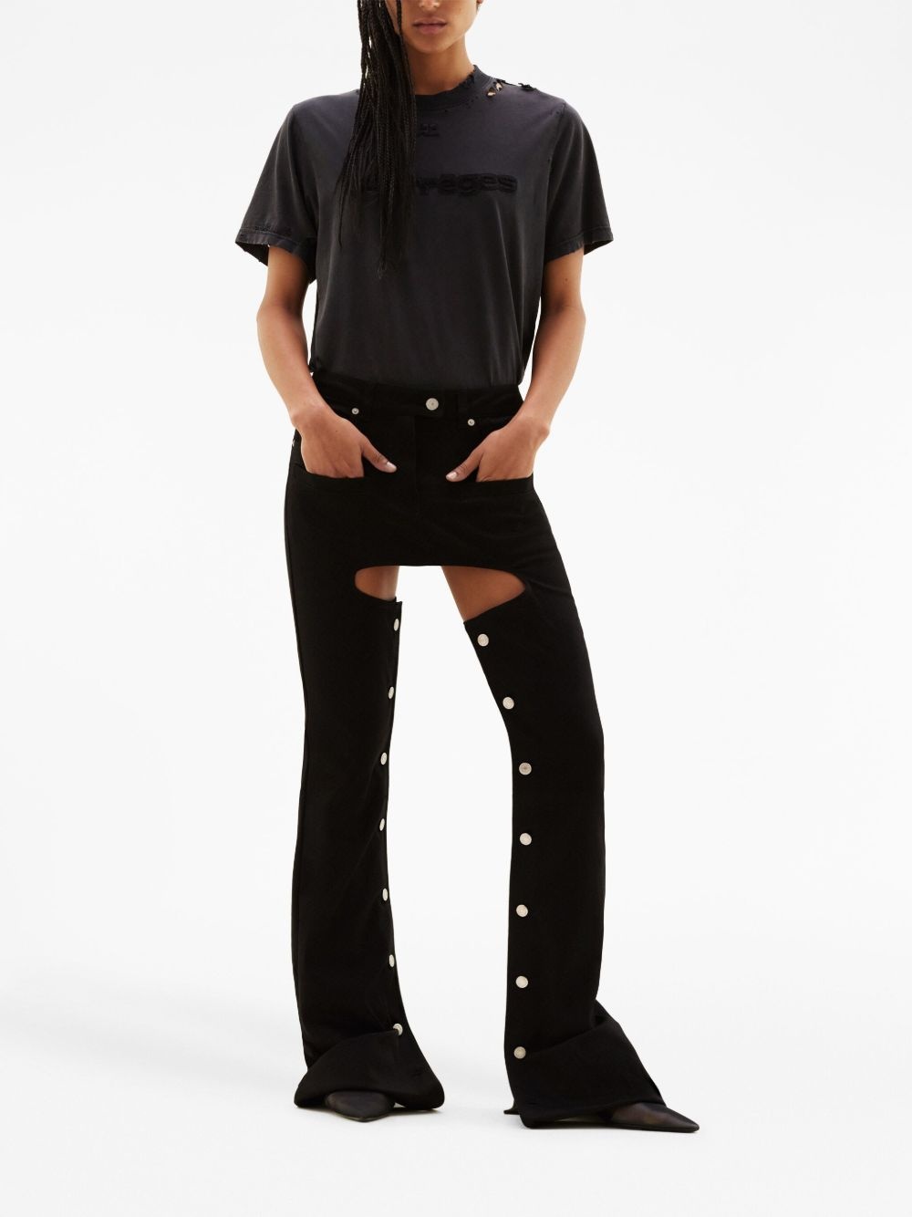 cut-out flared denim trousers - 2
