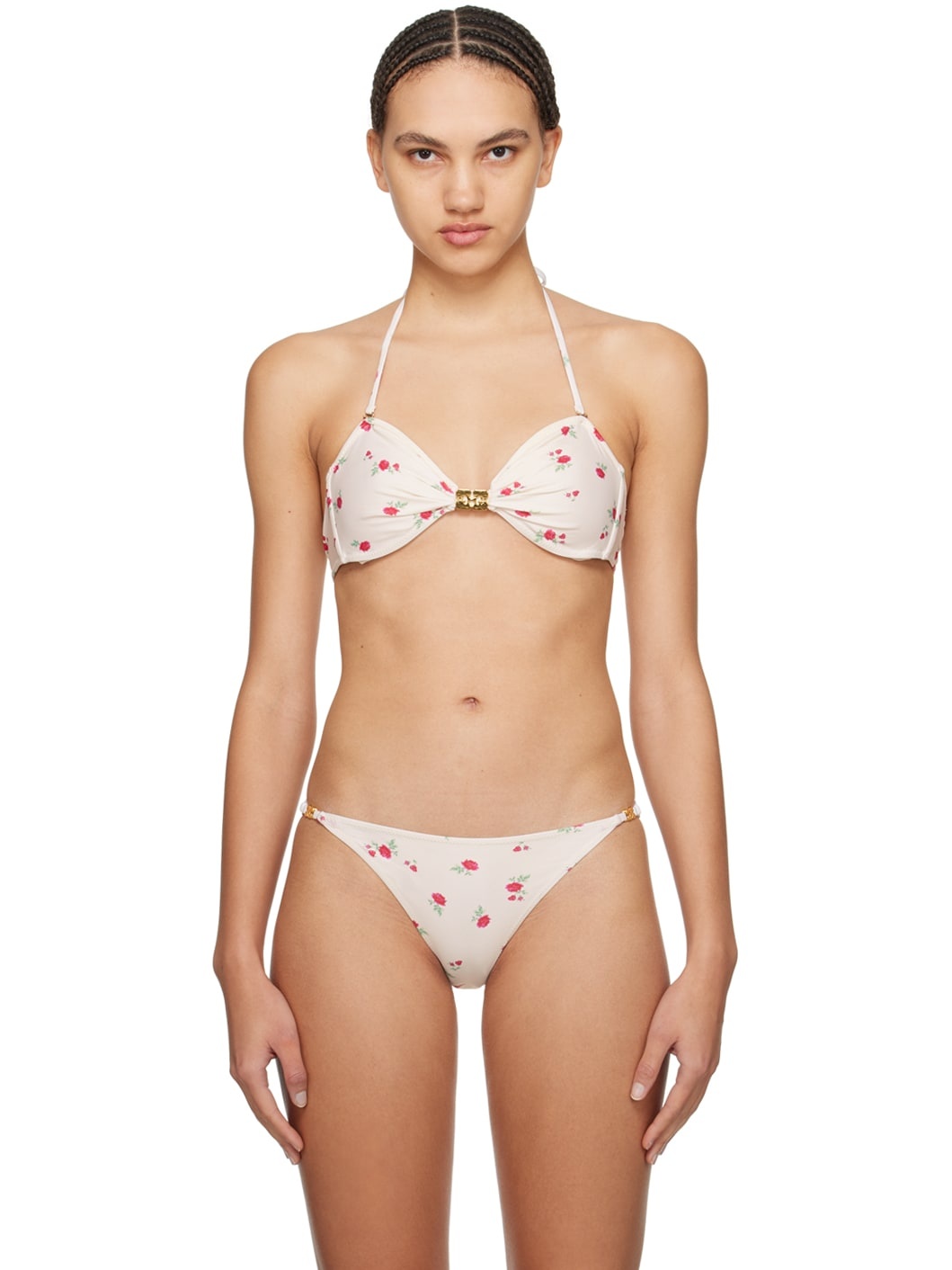 Off-White Floral Bikini Top - 1