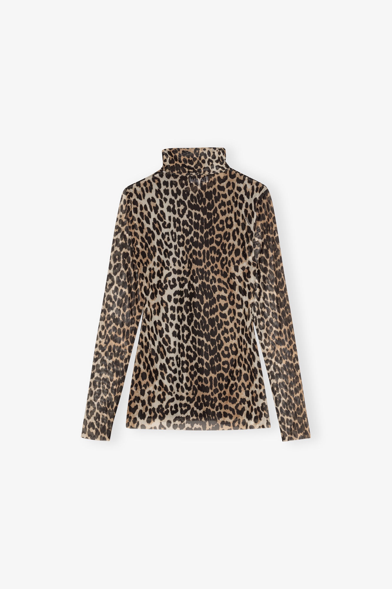 LEOPARD PRINTED MESH LONG SLEEVE ROLLNECK - 6
