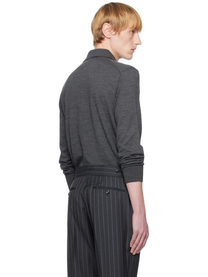 Gray Fine Gauge Pure Wool Polo 3