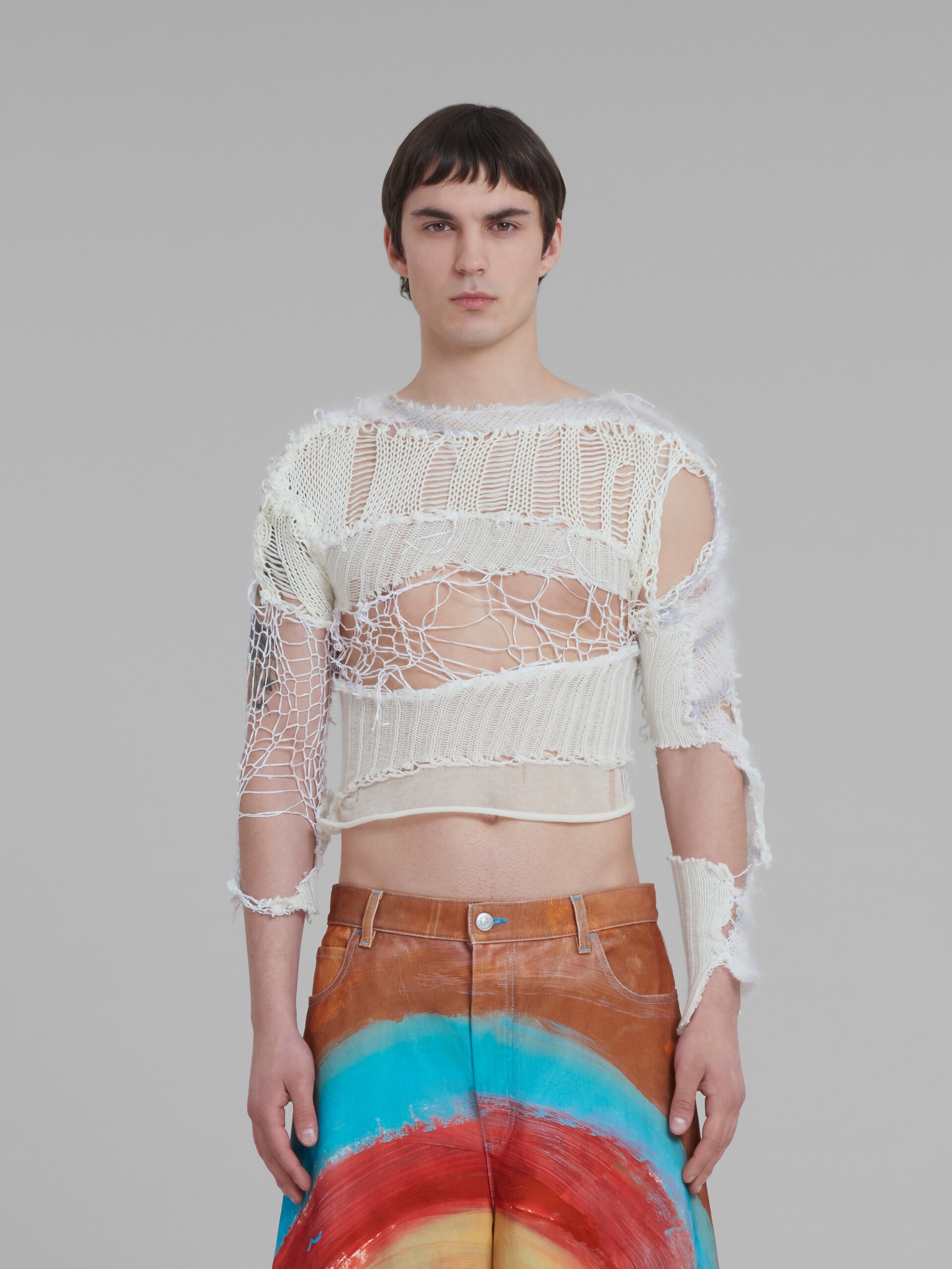 WHITE PATCHWORK JUMPER - 2