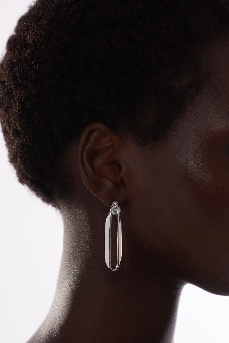 KAREN MILLEN Hand Set European Crystal Ellipse Drop Earrings outlook