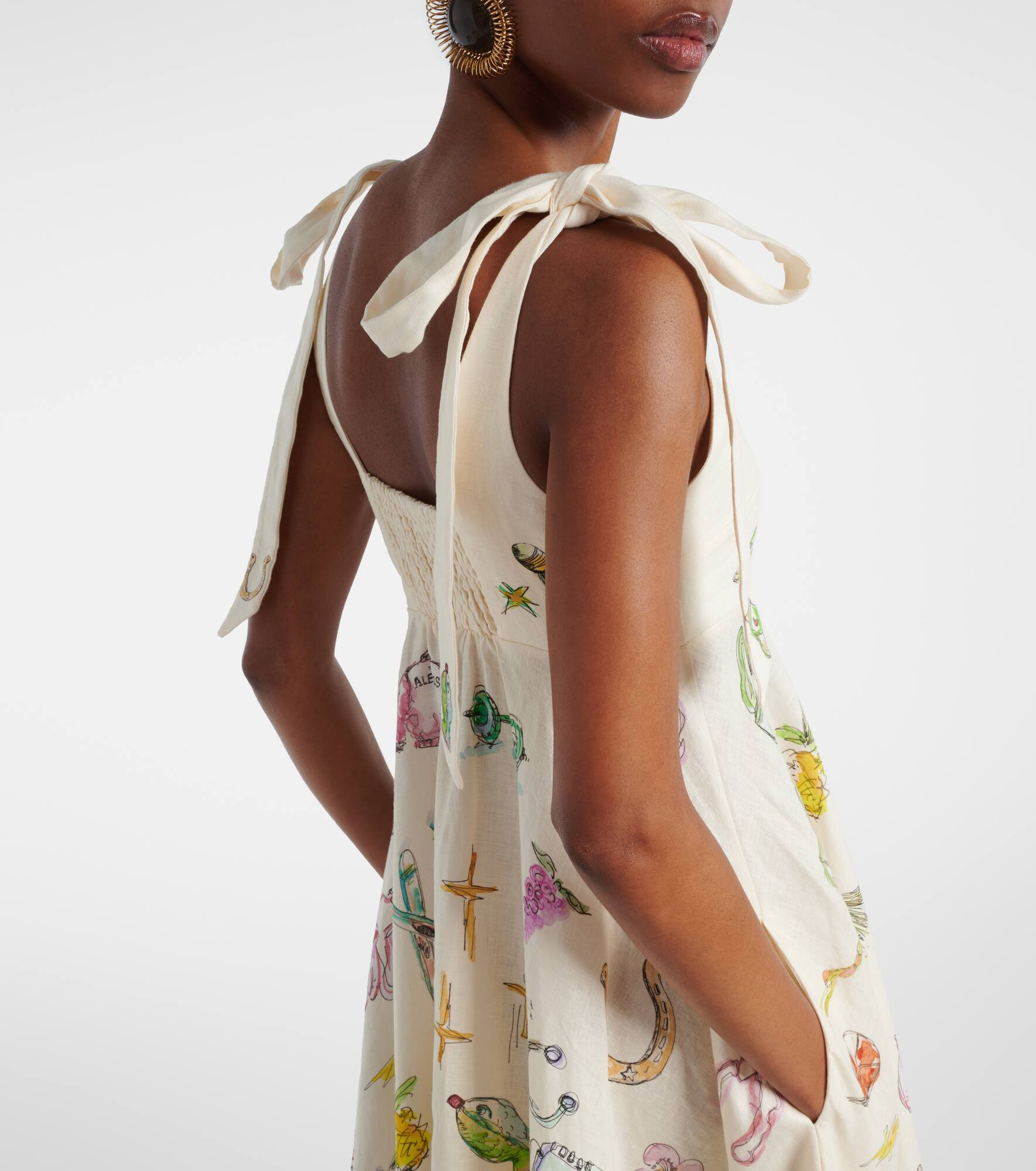 Anouk printed linen midi dress - 5