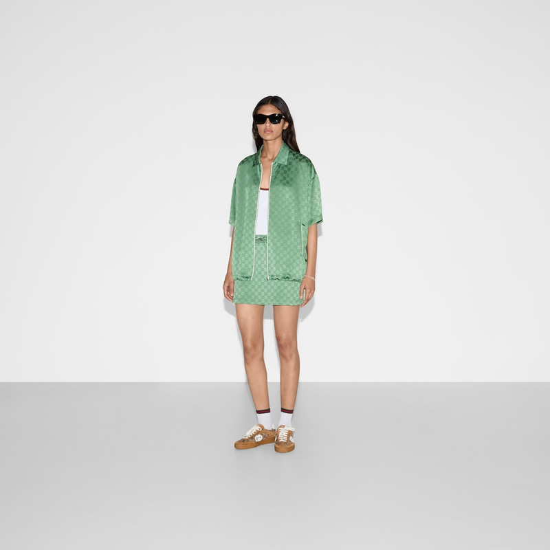 GUCCI Relaxed fit GG satin zip shirt outlook