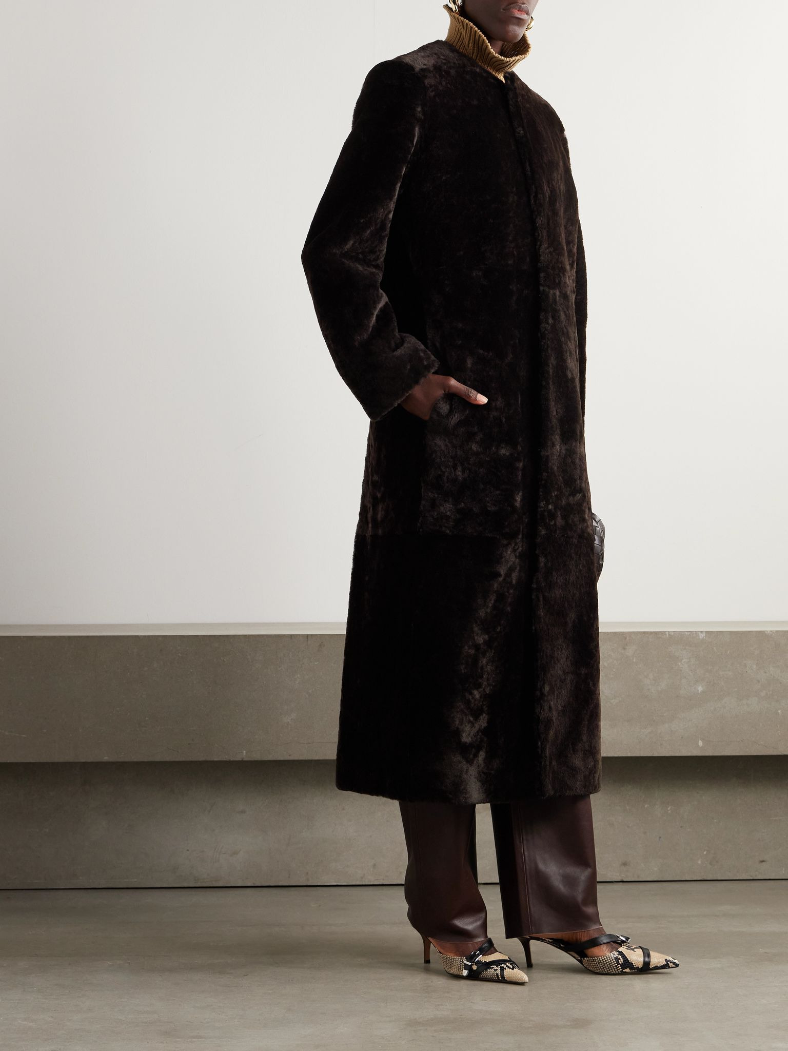 Shearling coat Brown - 3