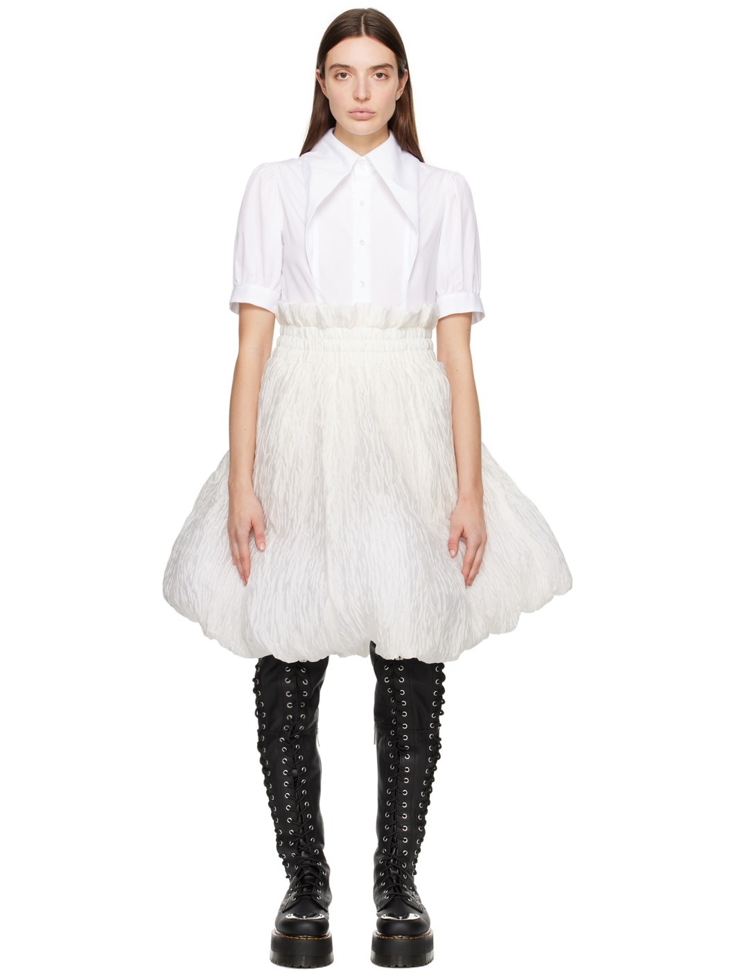 Off-White Bubble Hem Midi Skirt - 1