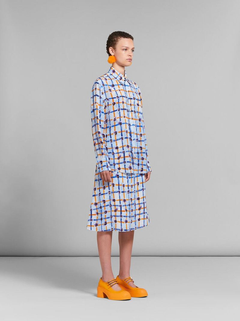 LIGHT BLUE CRÊPE DE CHINE MIDI SKIRT WITH SARABAND PRINT 5