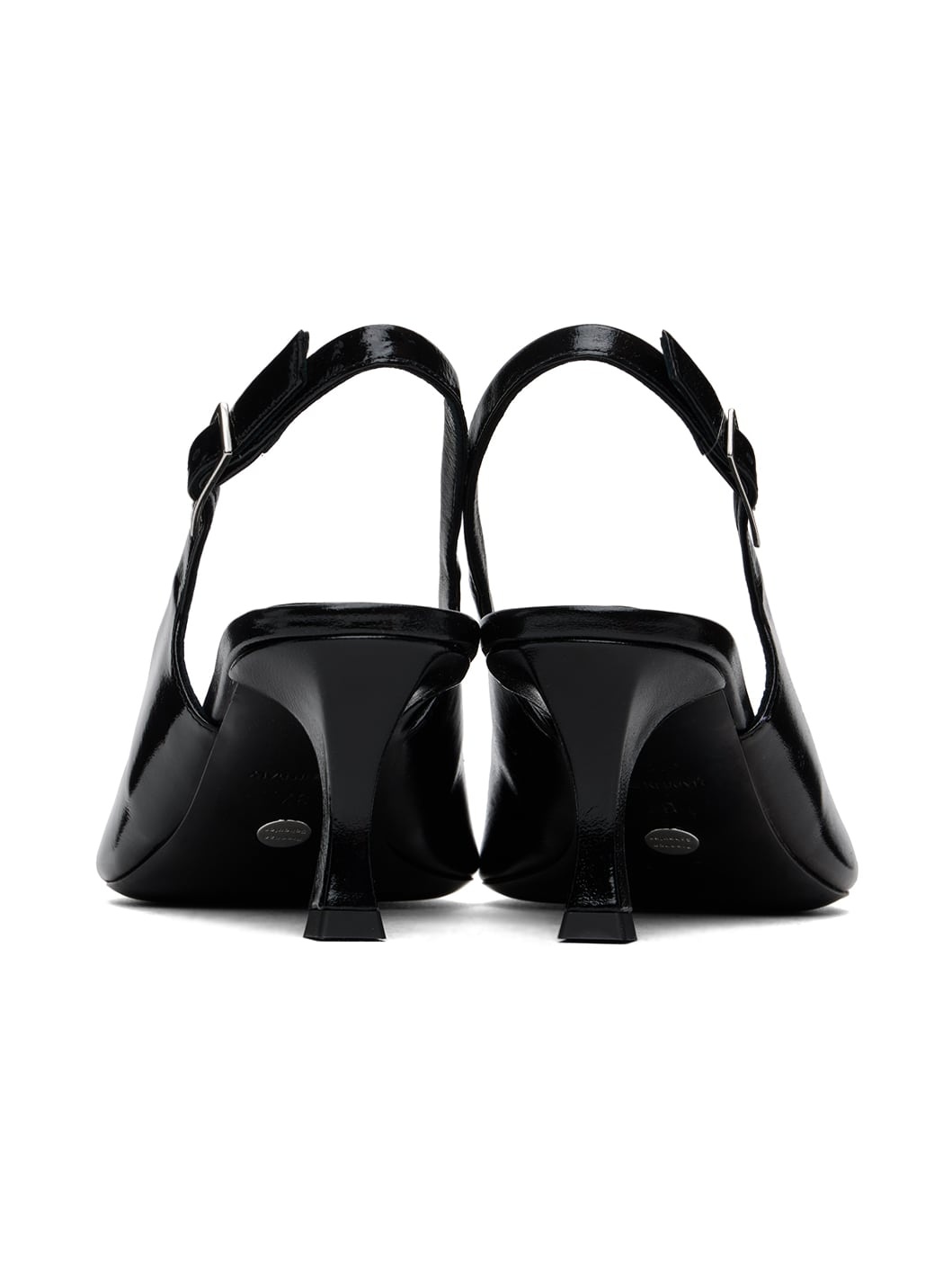 Black Trap Slingback Heels - 2