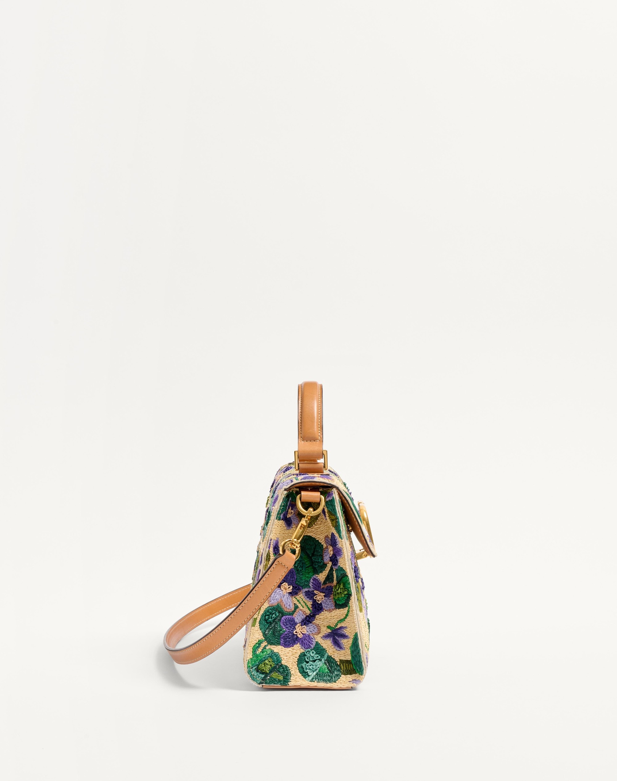 VALENTINO GARAVANI VSLING SMALL HAND BAG IN EMBROIDERED RAFFIA - 4