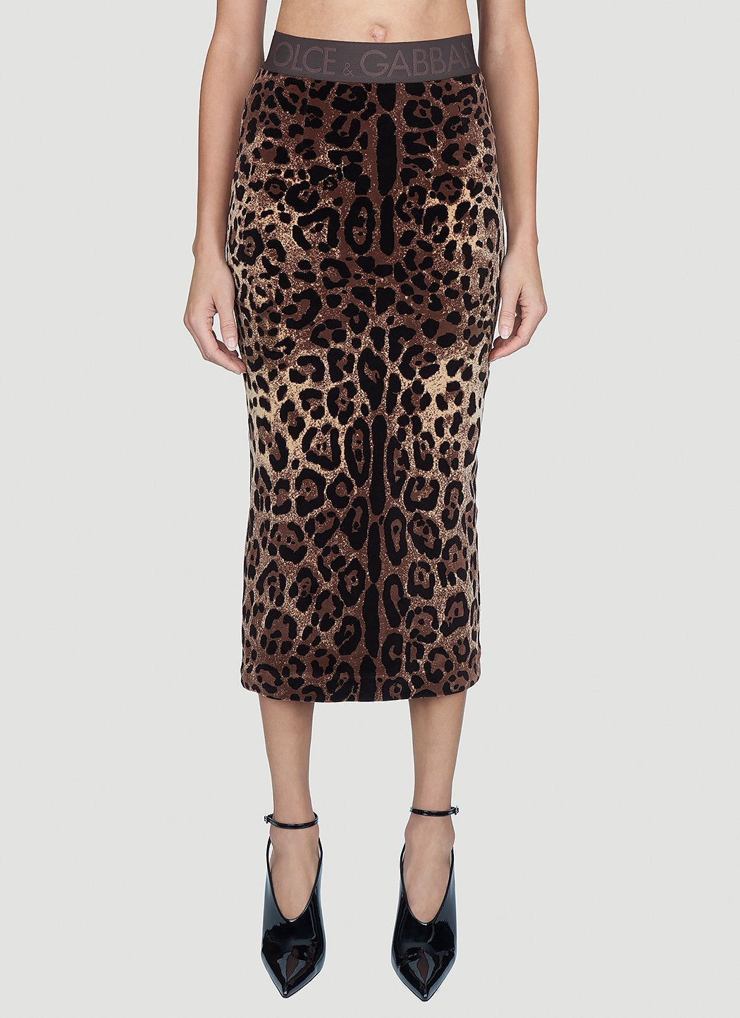 Dolce & Gabbana Women Leopard Print Midi Skirt - 1