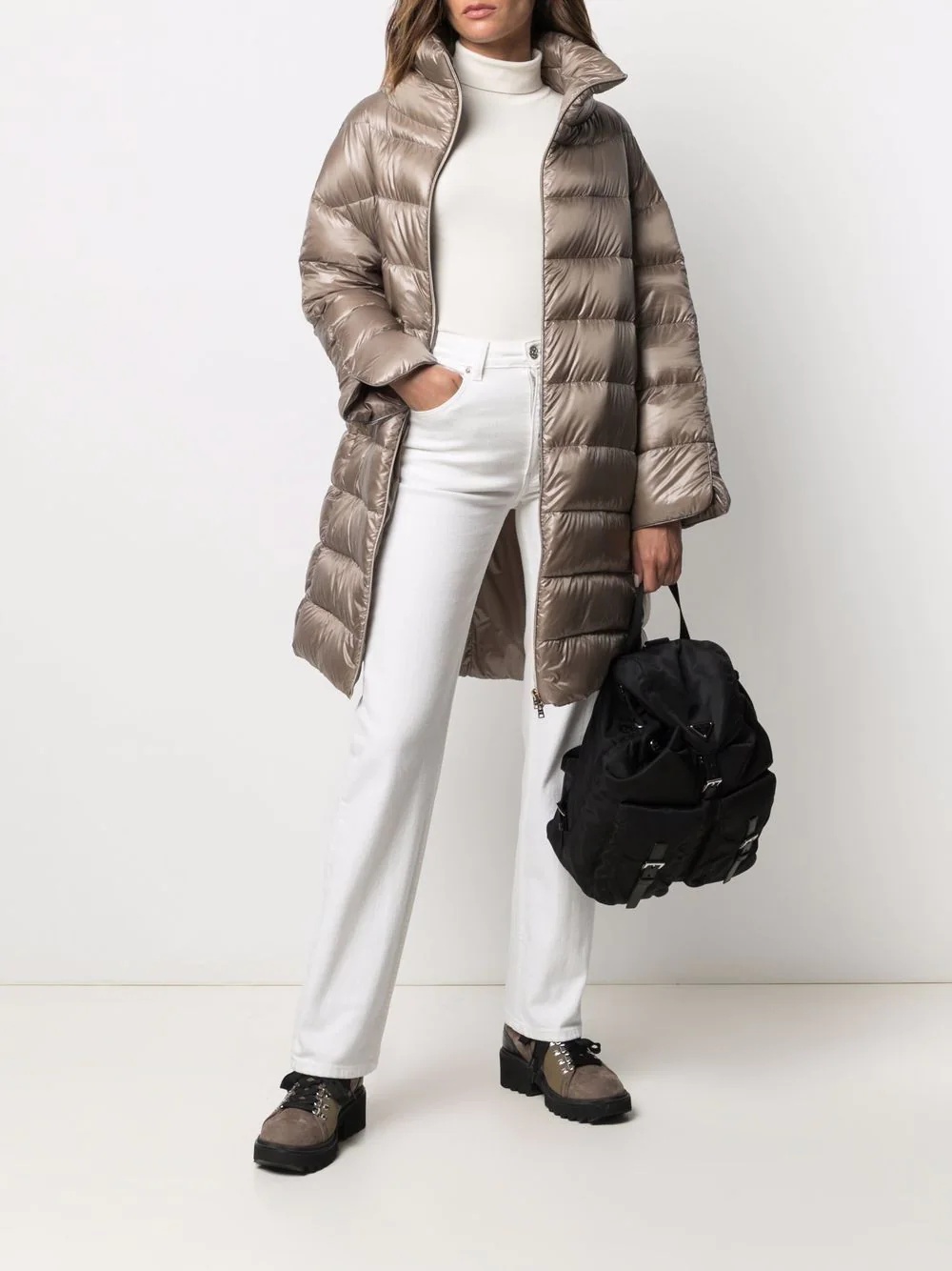 down-feather mid-length coat - 2