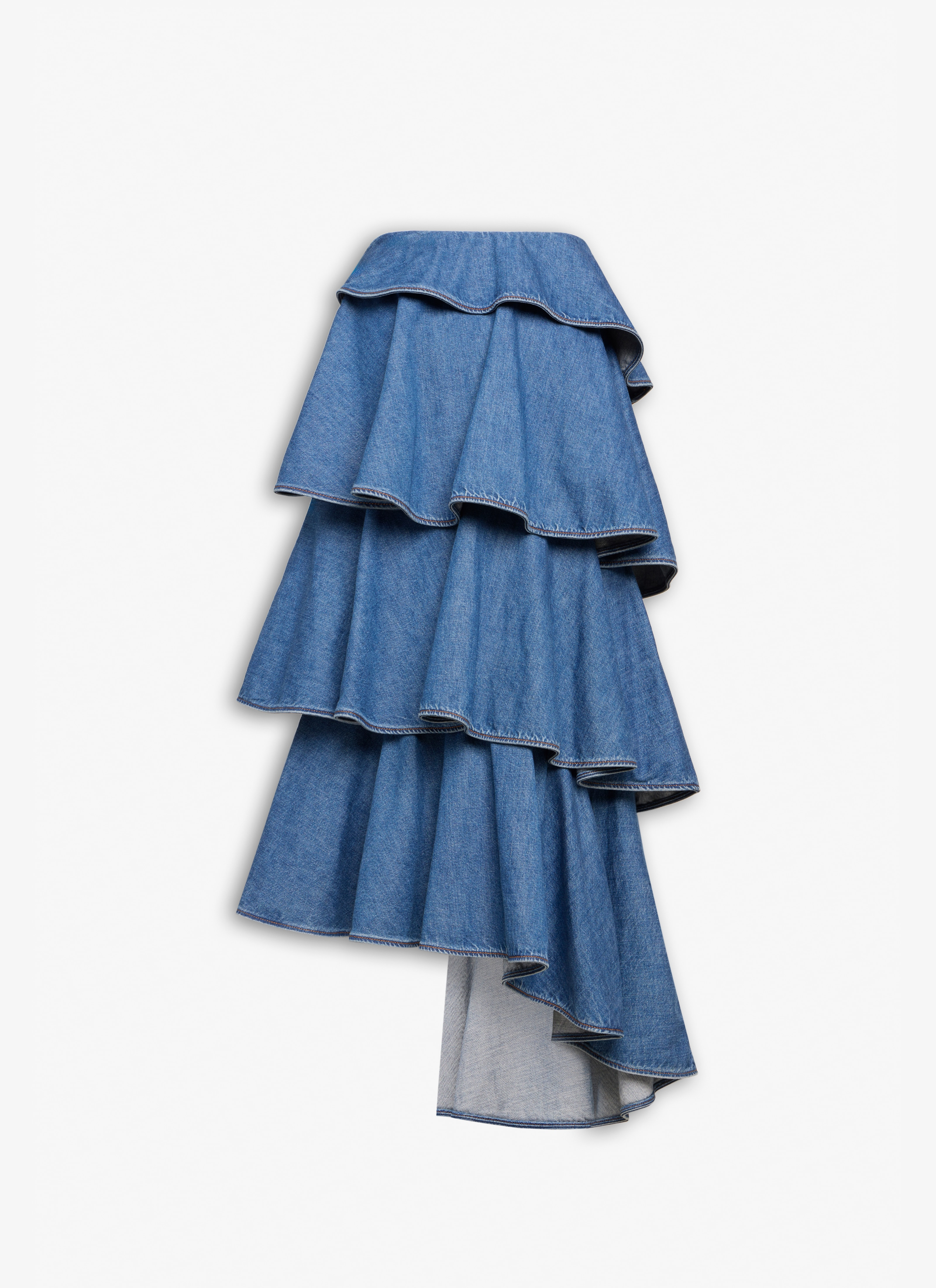DENIM SPIRAL SKIRT - 4
