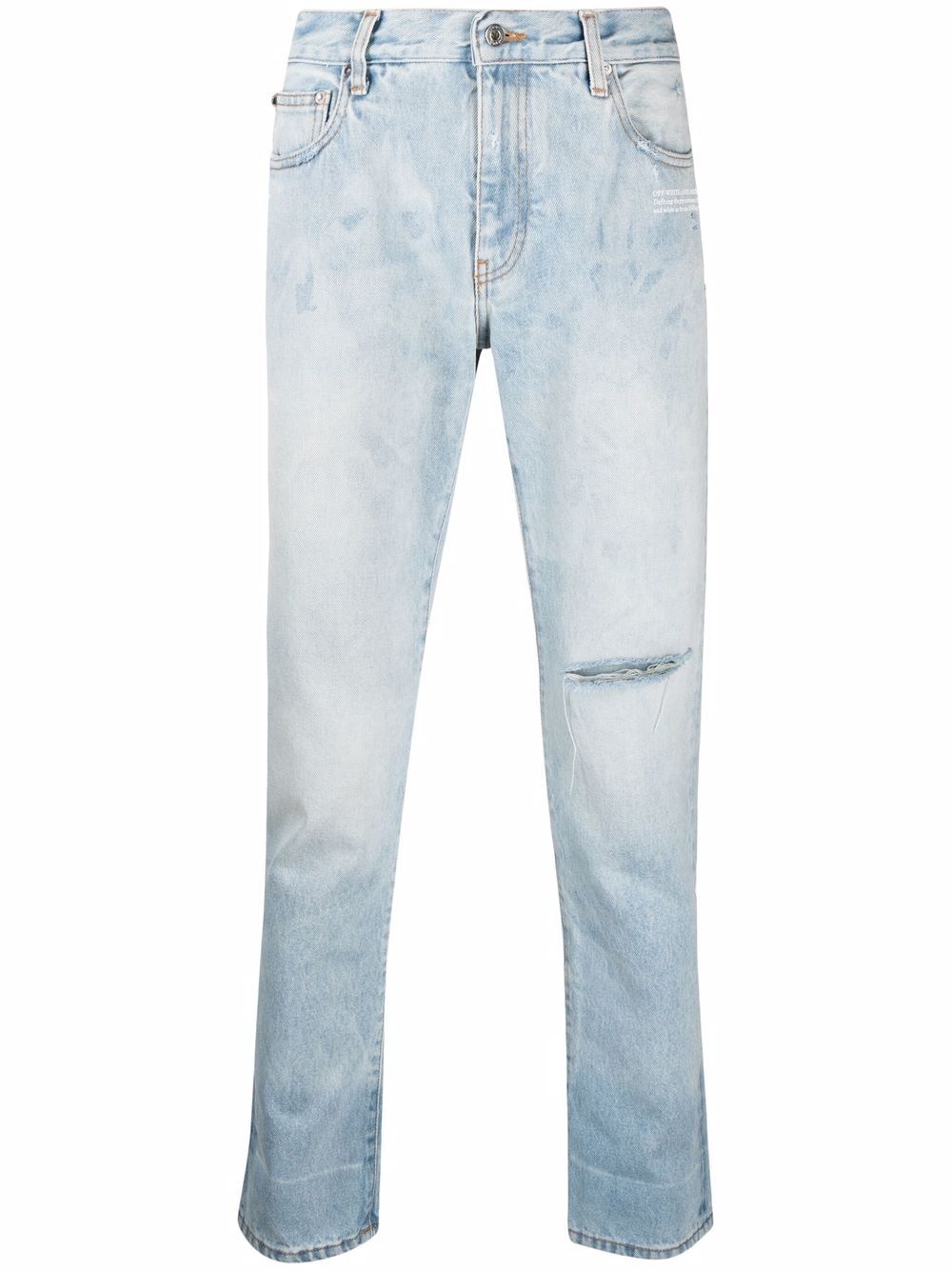 distressed straight-leg jeans - 1