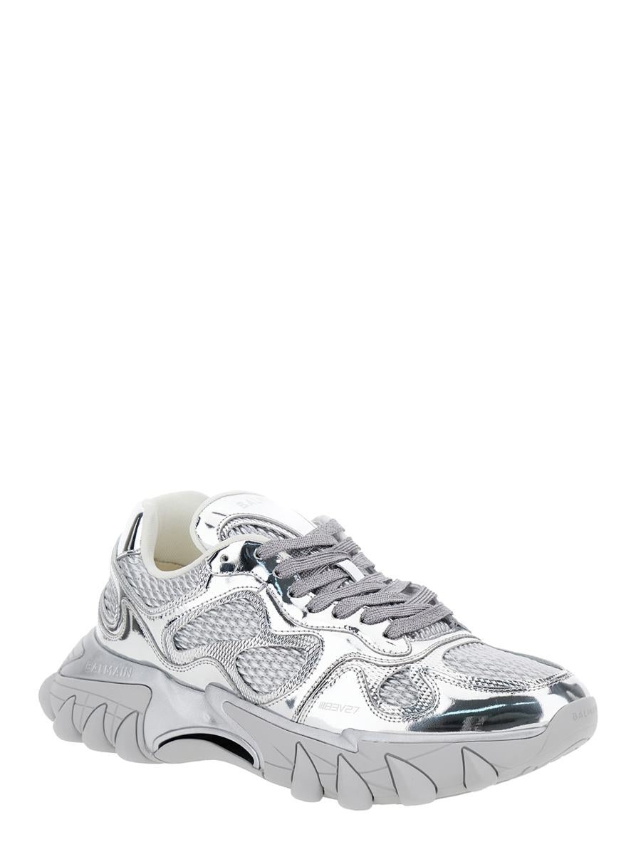 Balmain 'B-East Mirror' Metallic Low Top Sneakers With Logo Detail In Leather And Tech Fabric Man - 2