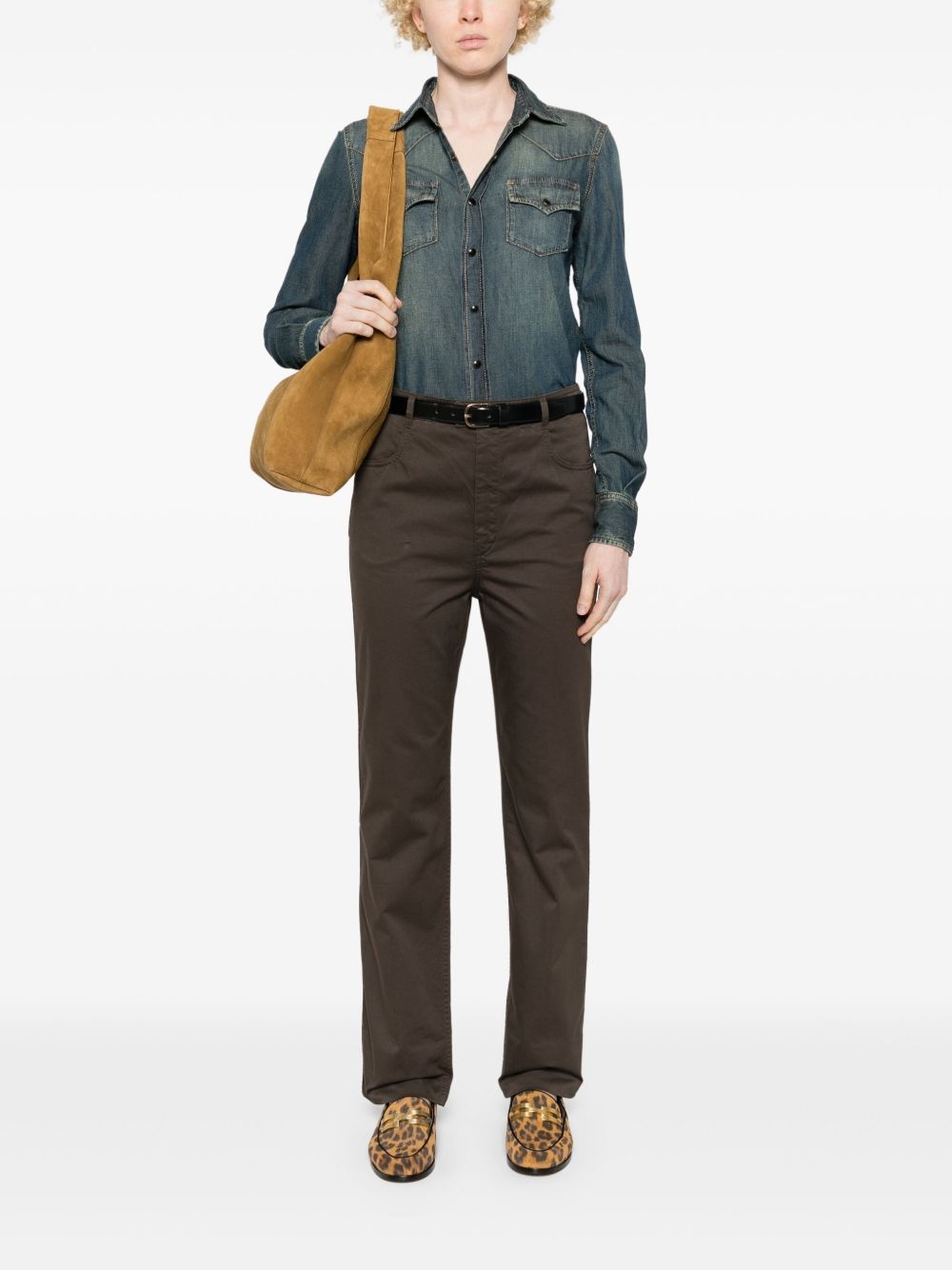 straight-leg cotton trousers - 2