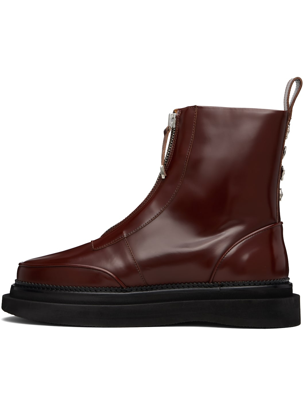 Brown Leather AJ1430 Zip-Up Boots - 3