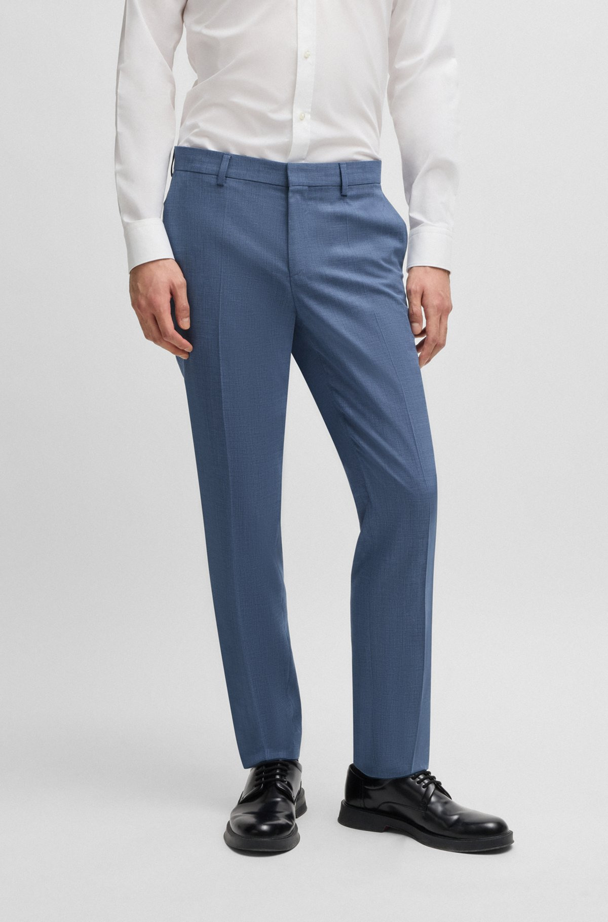 SLIM-FIT TROUSERS IN MOULINÉ PERFORMANCE-STRETCH CLOTH - 2