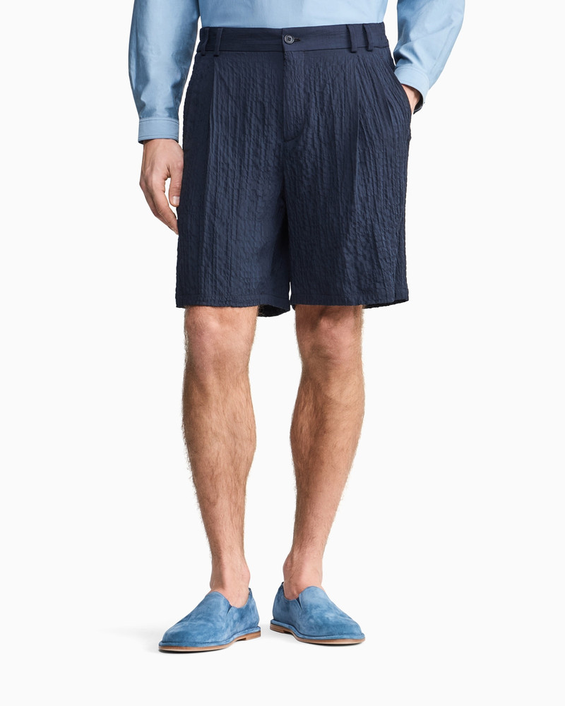 GIORGIO ARMANI DOUBLE-PLEAT BERMUDA SHORTS IN LYOCELL AND SILK FROISSÉ outlook