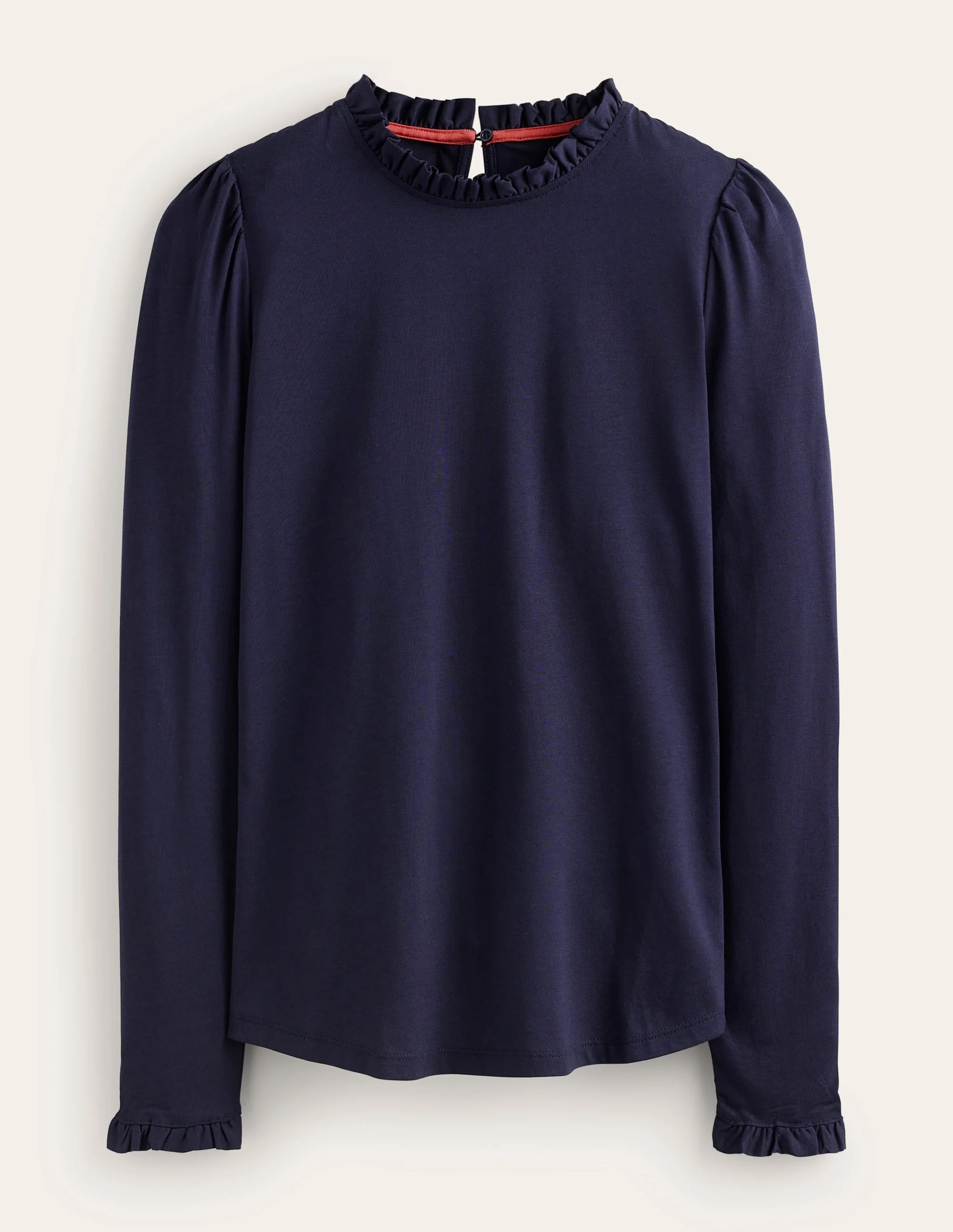 Supersoft Frill Detail Top-Navy - 1