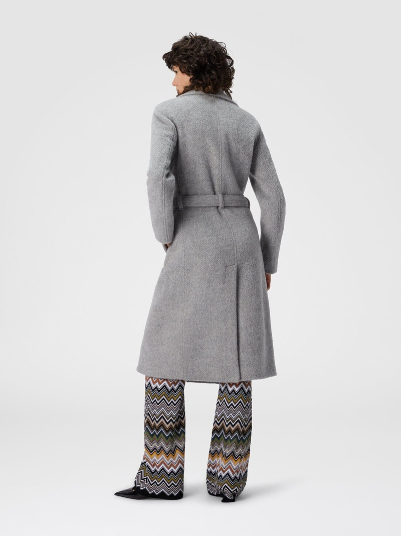 Double-Breasted Trench Coat with Tone-on-Tone Chevron Pattern 3
