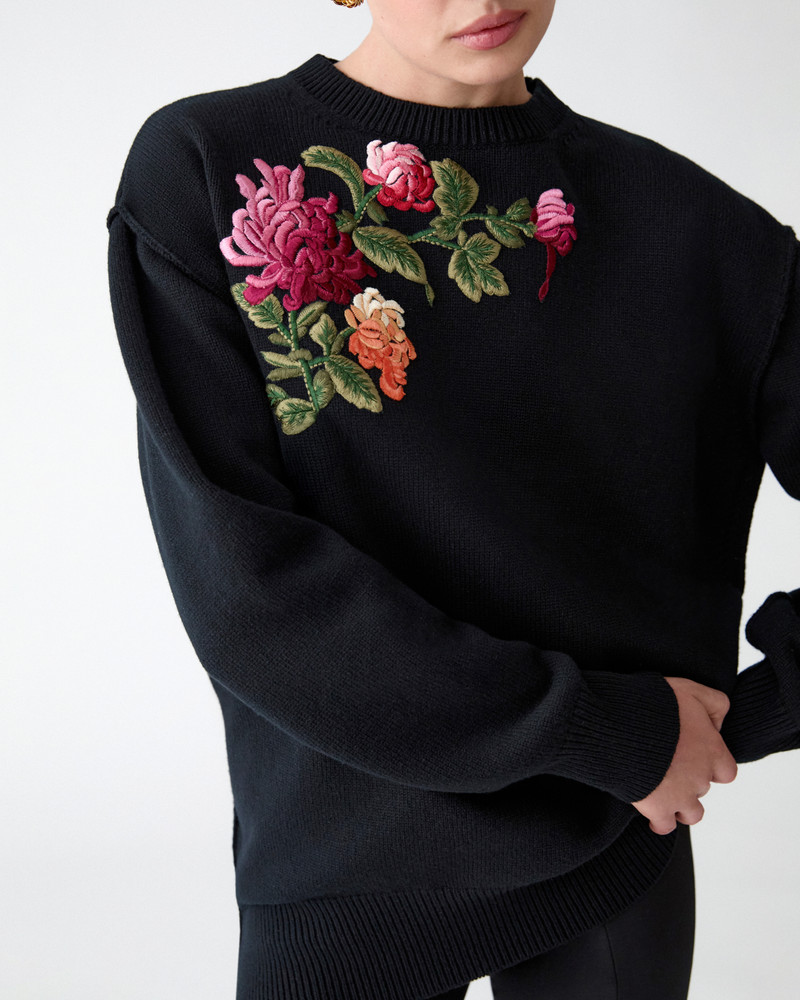 CAROLINA HERRERA Chrysanthemum-Embroidered Oversized Sweater outlook