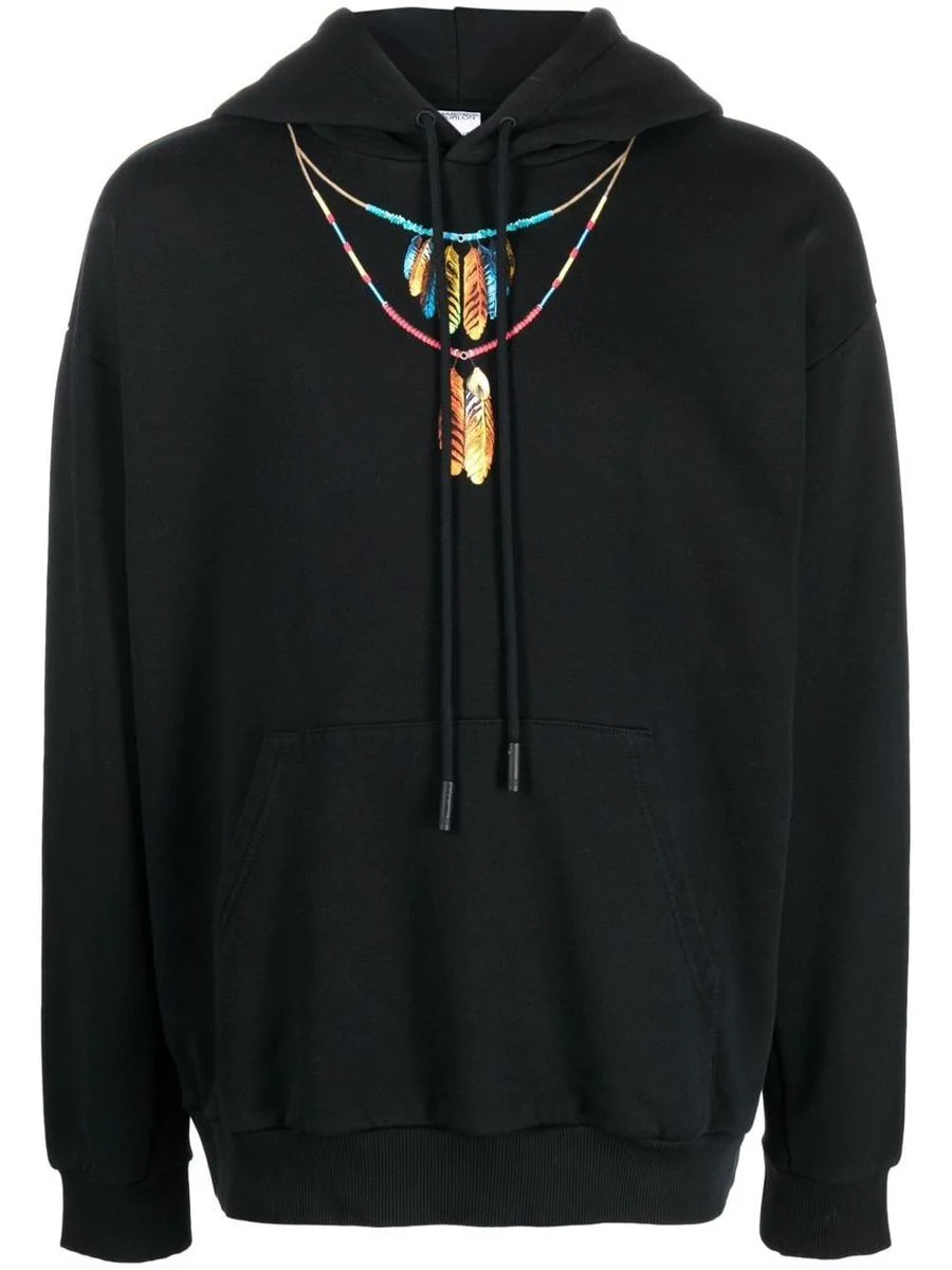 MARCELO BURLON COUNTY OF MILAN FEATHERS NECKLACE OVER HOODIE CLOTHING - 1