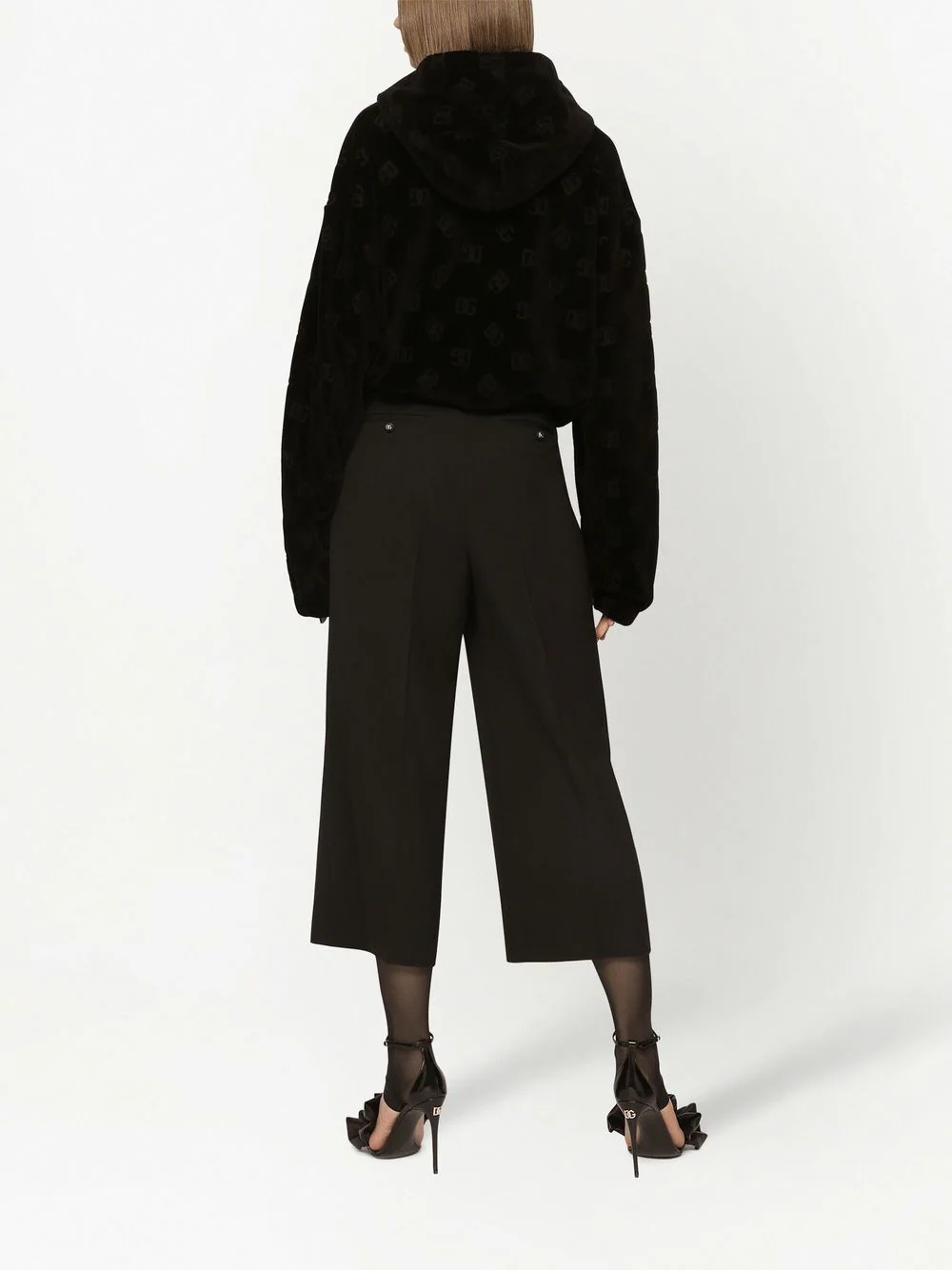 gabardine front-slit trousers - 4