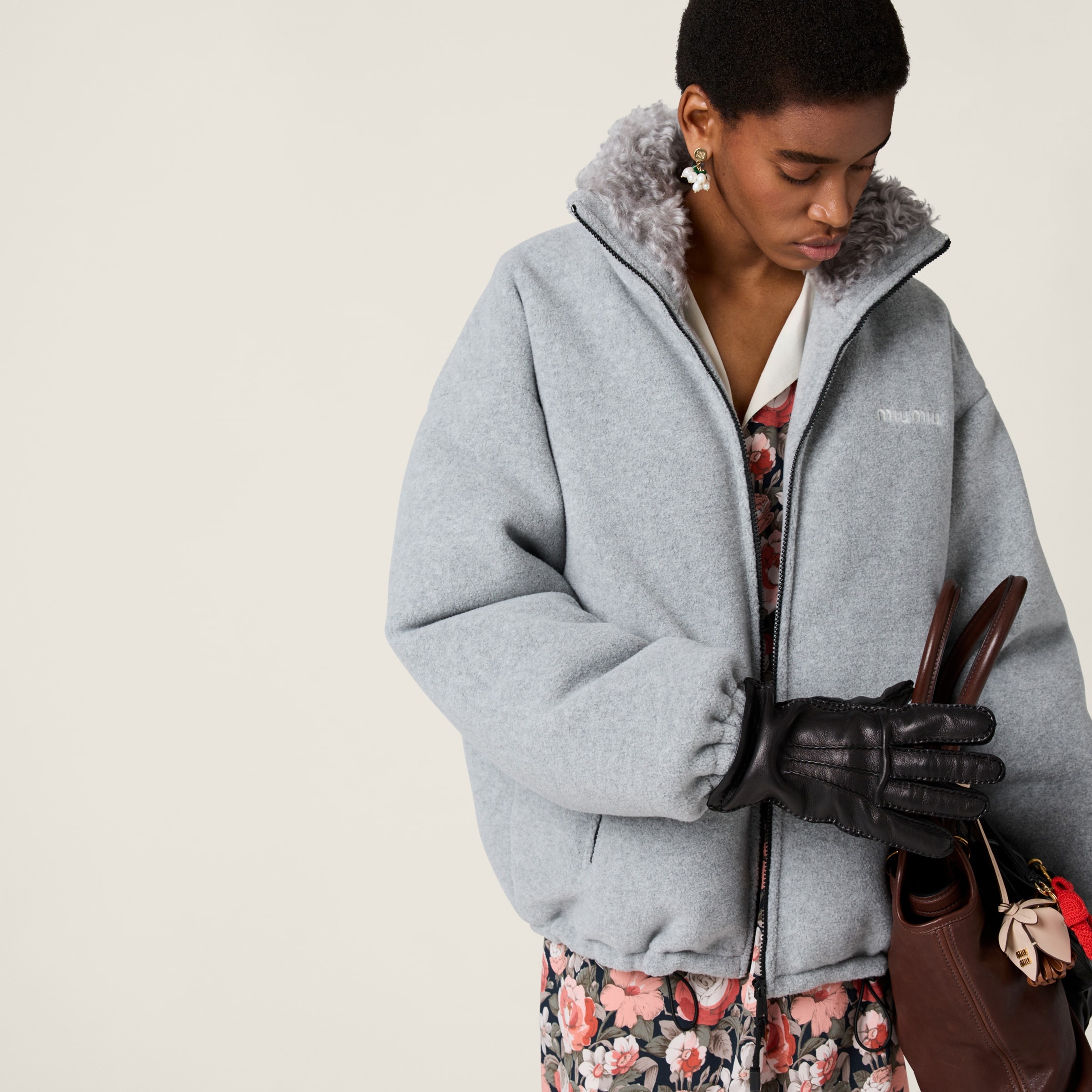 Miu Miu Fleece down jacket | miumiu | REVERSIBLE