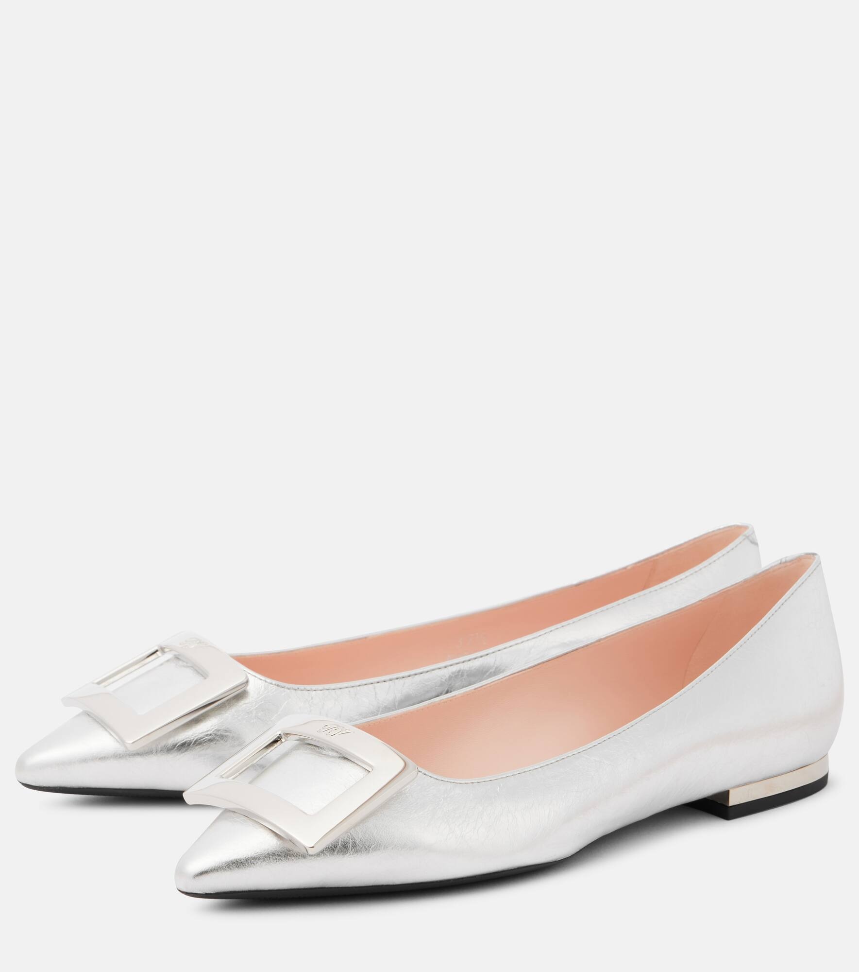 Metallic leather ballet flats - 4