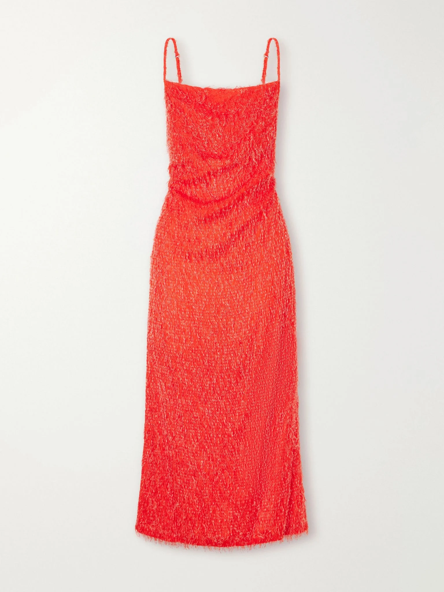 Draped fil coupé jacquard midi dress Red - 1