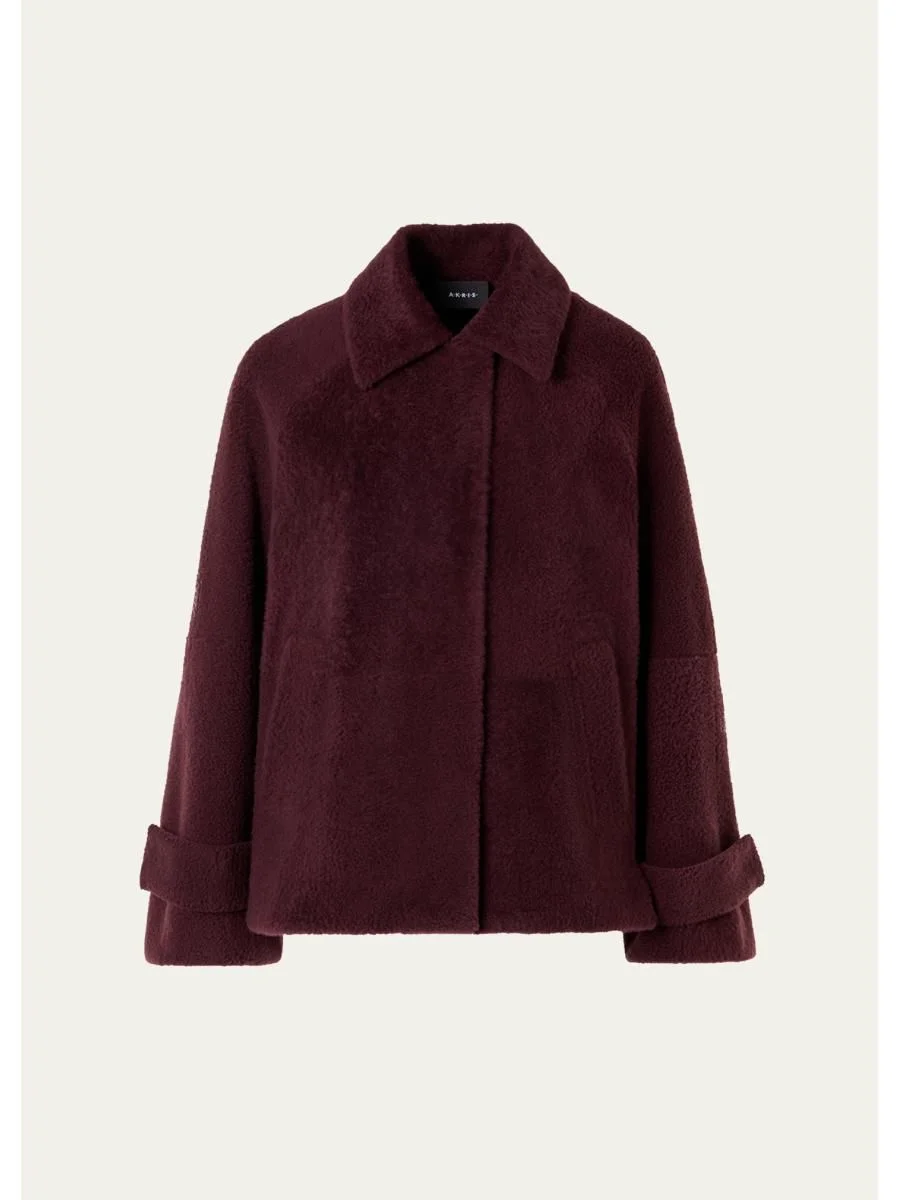 Alisa Lamb Shearling Single-Breasted Short Jacket - 1
