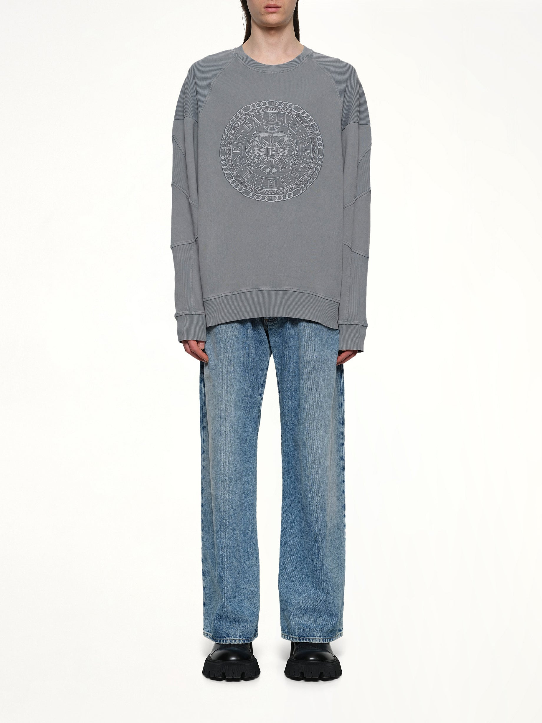 Balmain Medal Sweatshirt in Grey - 7