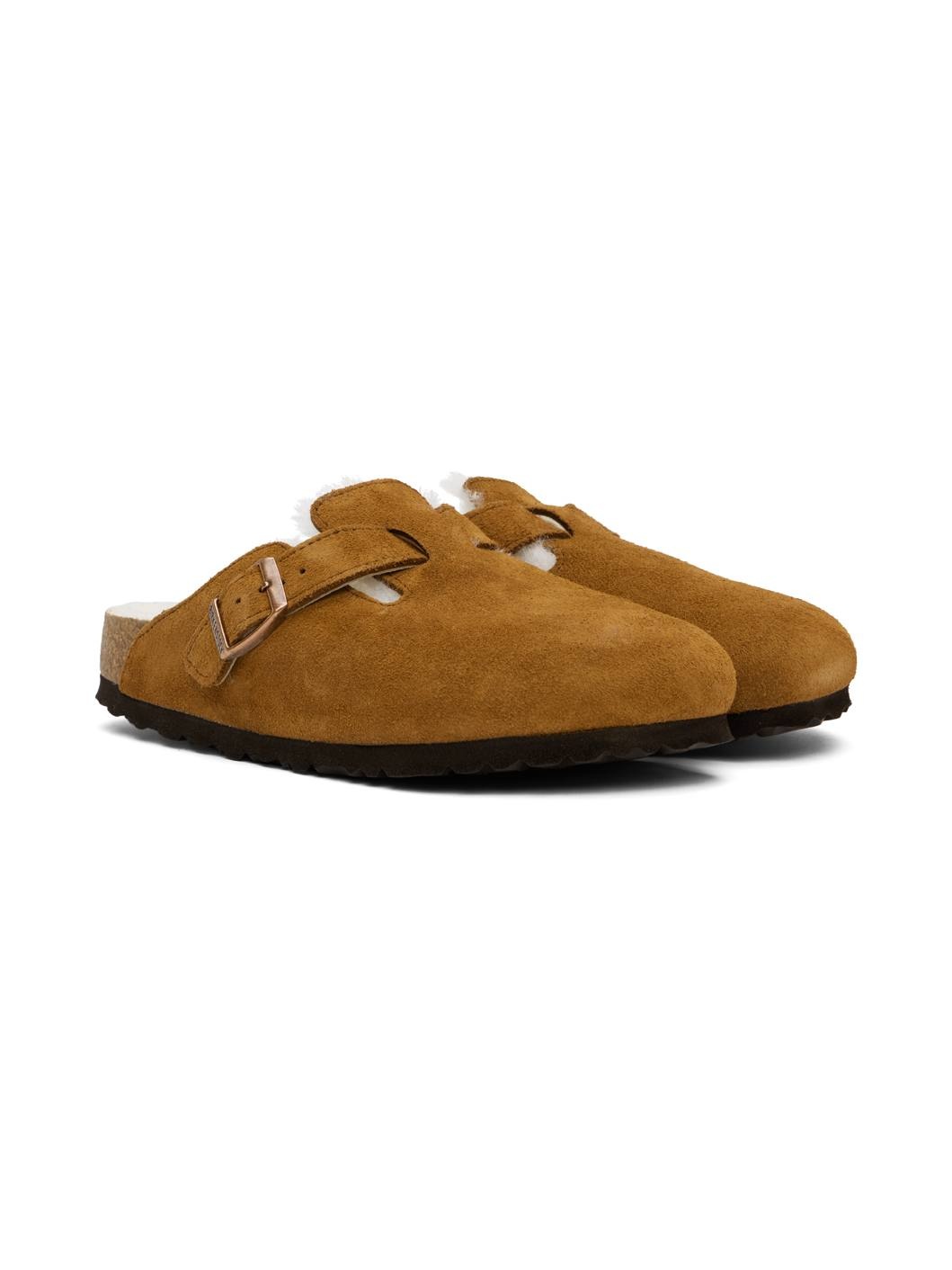 Tan Narrow Boston Shearling Slip-on Loafers - 4