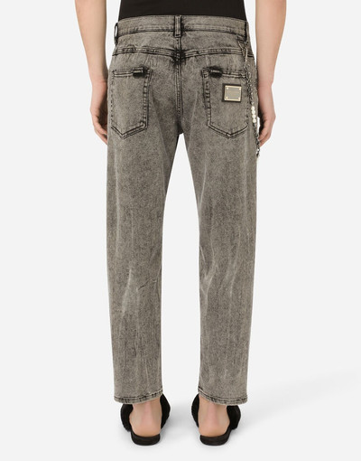 Dolce & Gabbana Loose gray wash jeans with keychain outlook