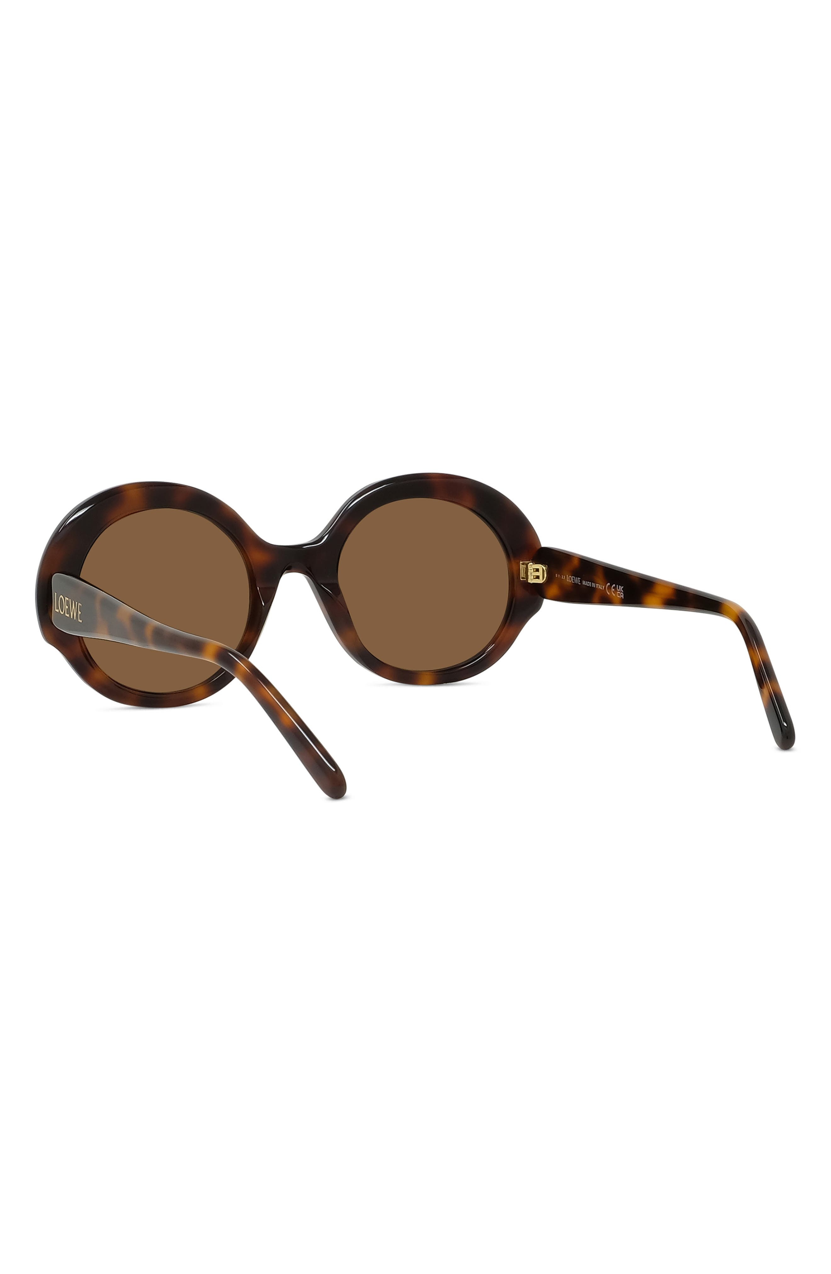 Loewe Thin 52mm Round Sunglasses in Dark Havana /Brown at Nordstrom - 5