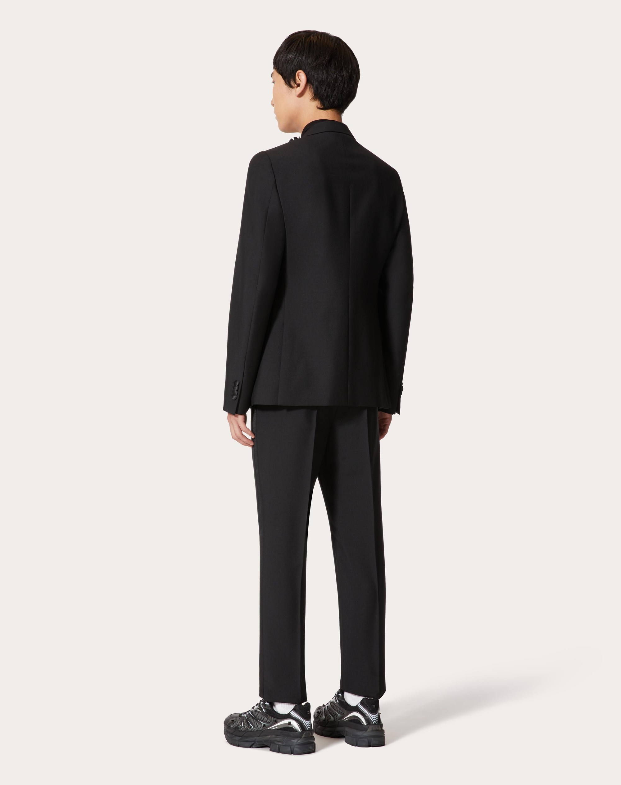 WOOL TUXEDO WITH EMBROIDERED FLORAL PATCH - 4